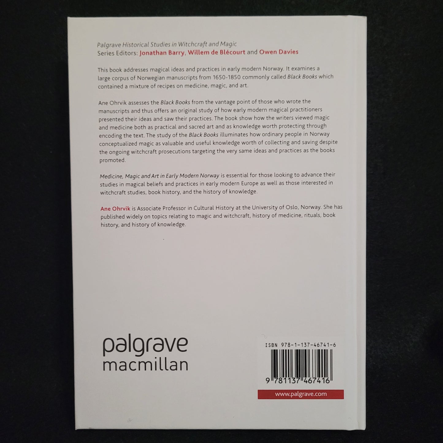 Medicine, Magic and Art in Early Modern Norway: Conceptalizing Knowledge by Ane Ohrvik (Palgrave Macmillan, 2018) Hardcover