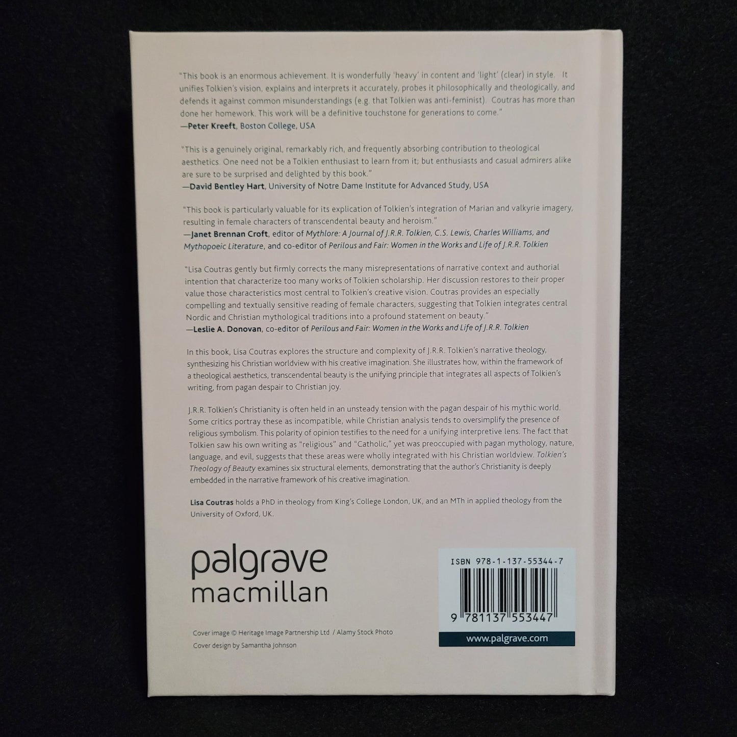 Tolkien's Theology of Beauty: Majesty, Splendor, and Transcendence in Middle-earth by Lisa Coutras (Palgrave Macmillan, 2016) Hardcover