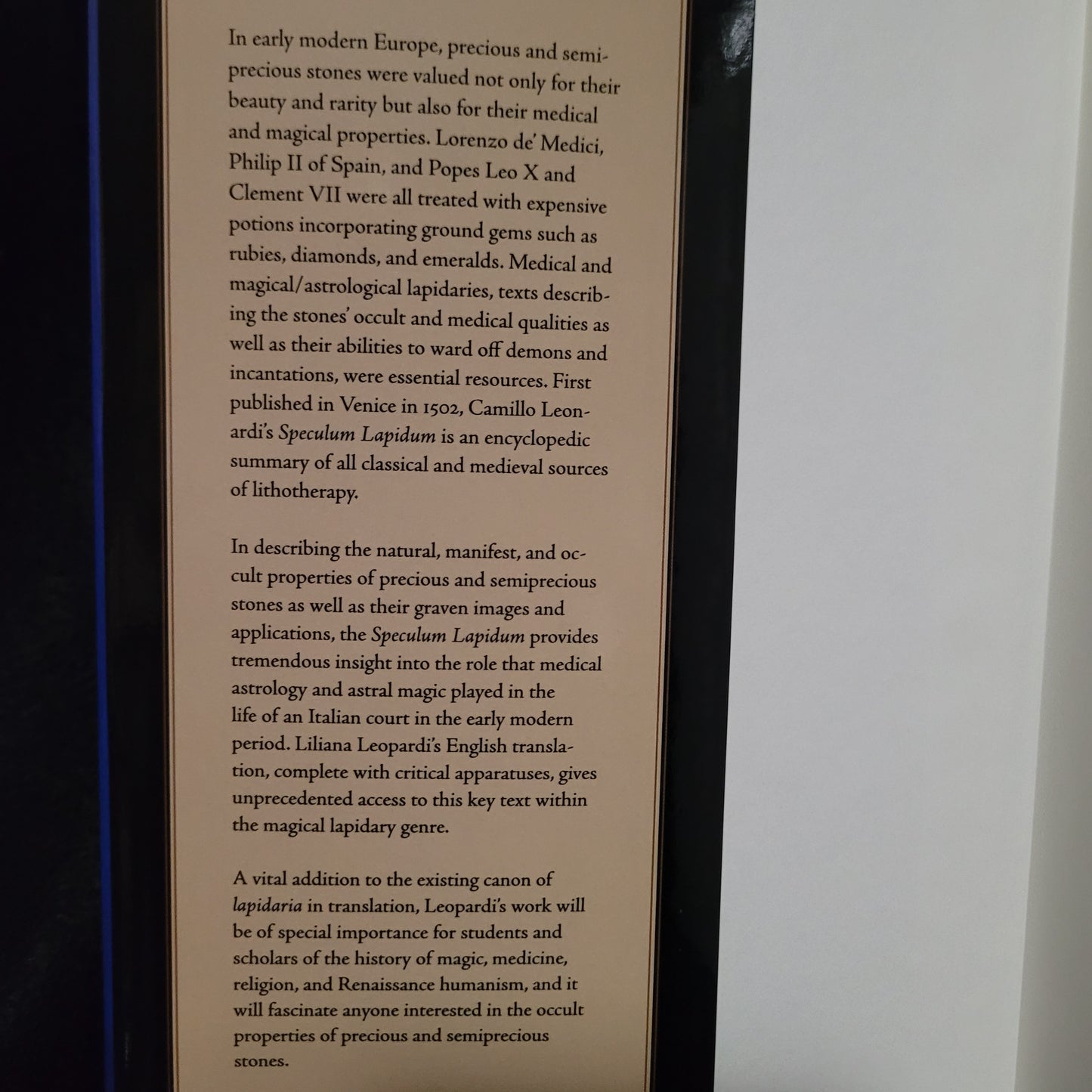 Speculum Lapidem: A Renaissance Treatise on the Healing Properties of Gemstones by Camillo Leonardi (The Pennsylvania State University Press, 2023) Hardcover