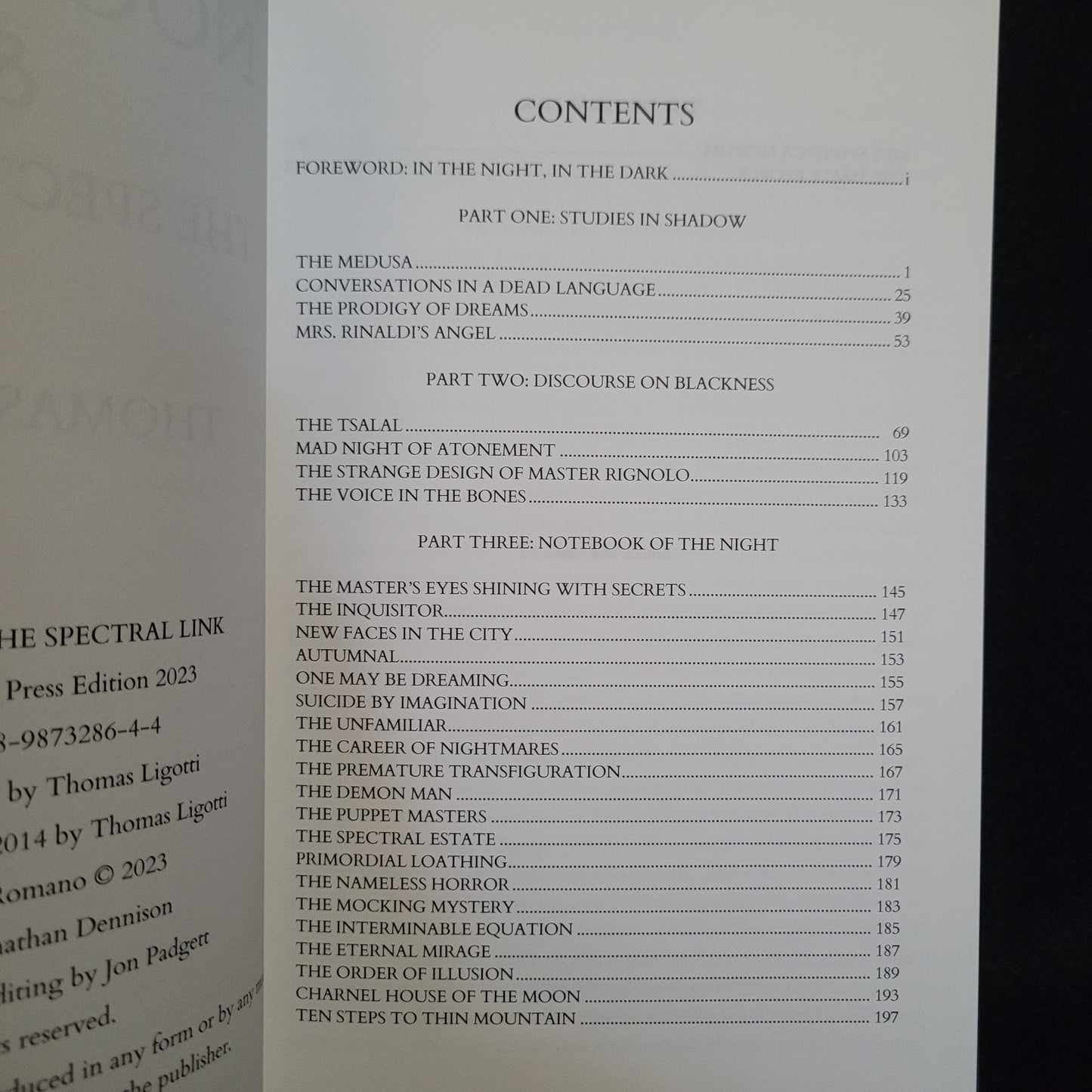 Noctuary & The Spectral Link by Thomas Ligotti (Chiroptera Press, 2023) Hardcover