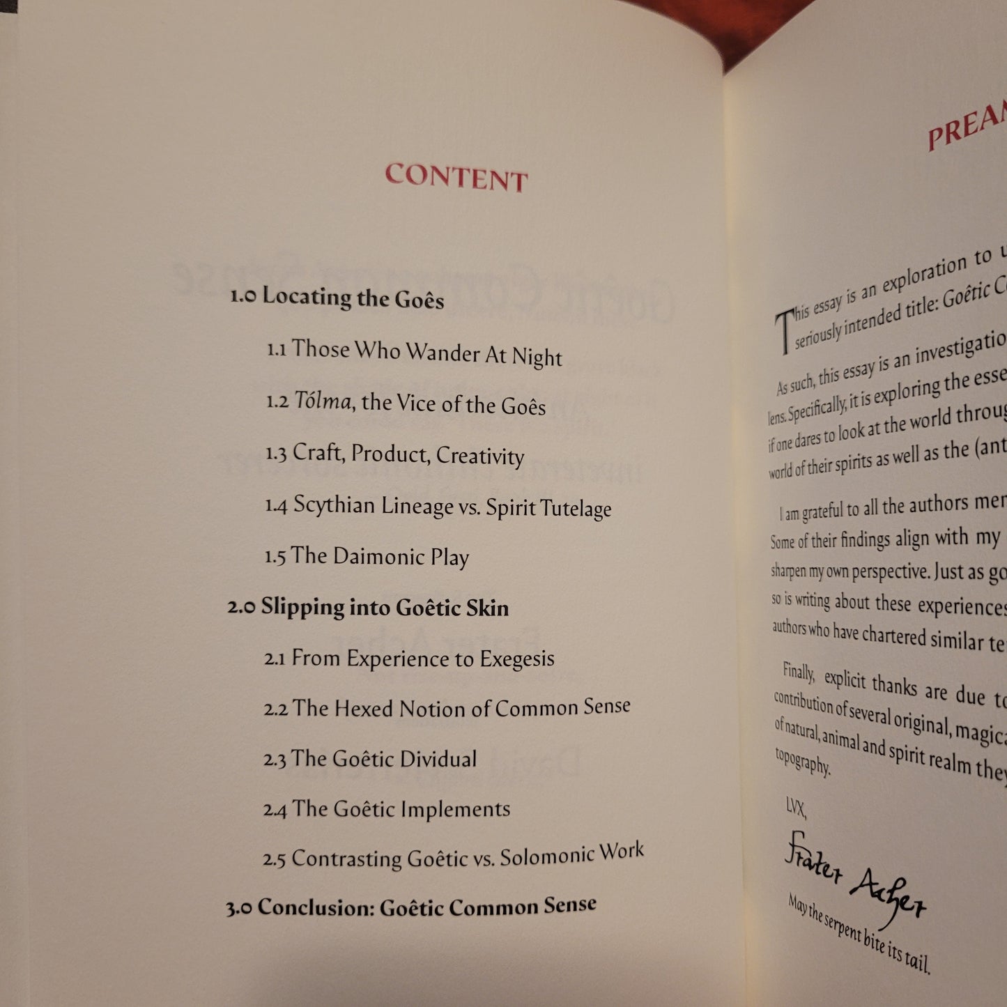 Goêtic Common Sense: An Interlude for the Inveterate Chthonic Sorcerer by Frater Acher (Paralibrum Press, 2022) Deluxe Special Signed Half Leather Bound Edition Limited to 30 Copies
