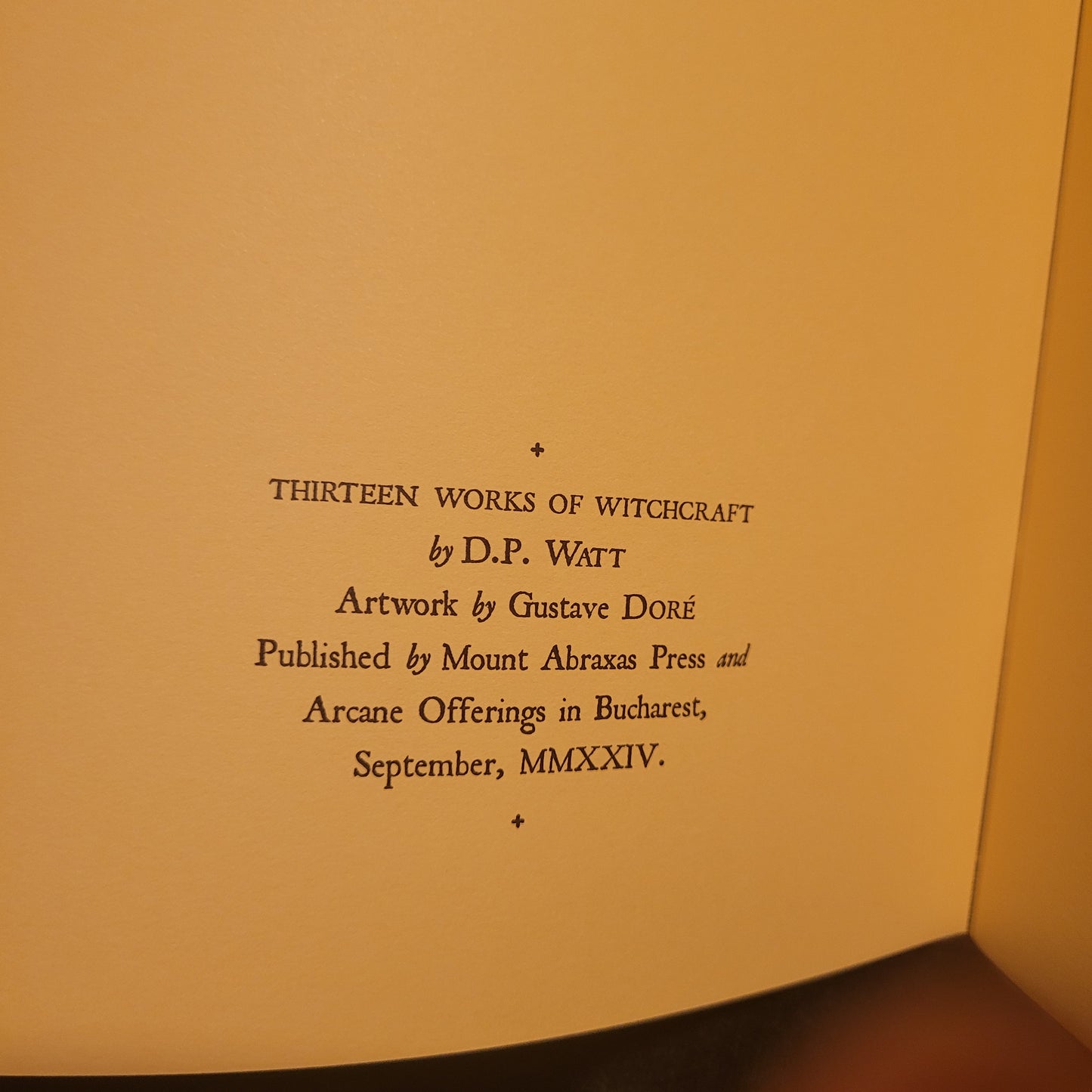 THIRTEEN WORKS OF WITCHCRAFT by D.P. Watt (Mount Abraxas Press & Arcane Offerings, 2024) Limited Edition Deluxe Booklet