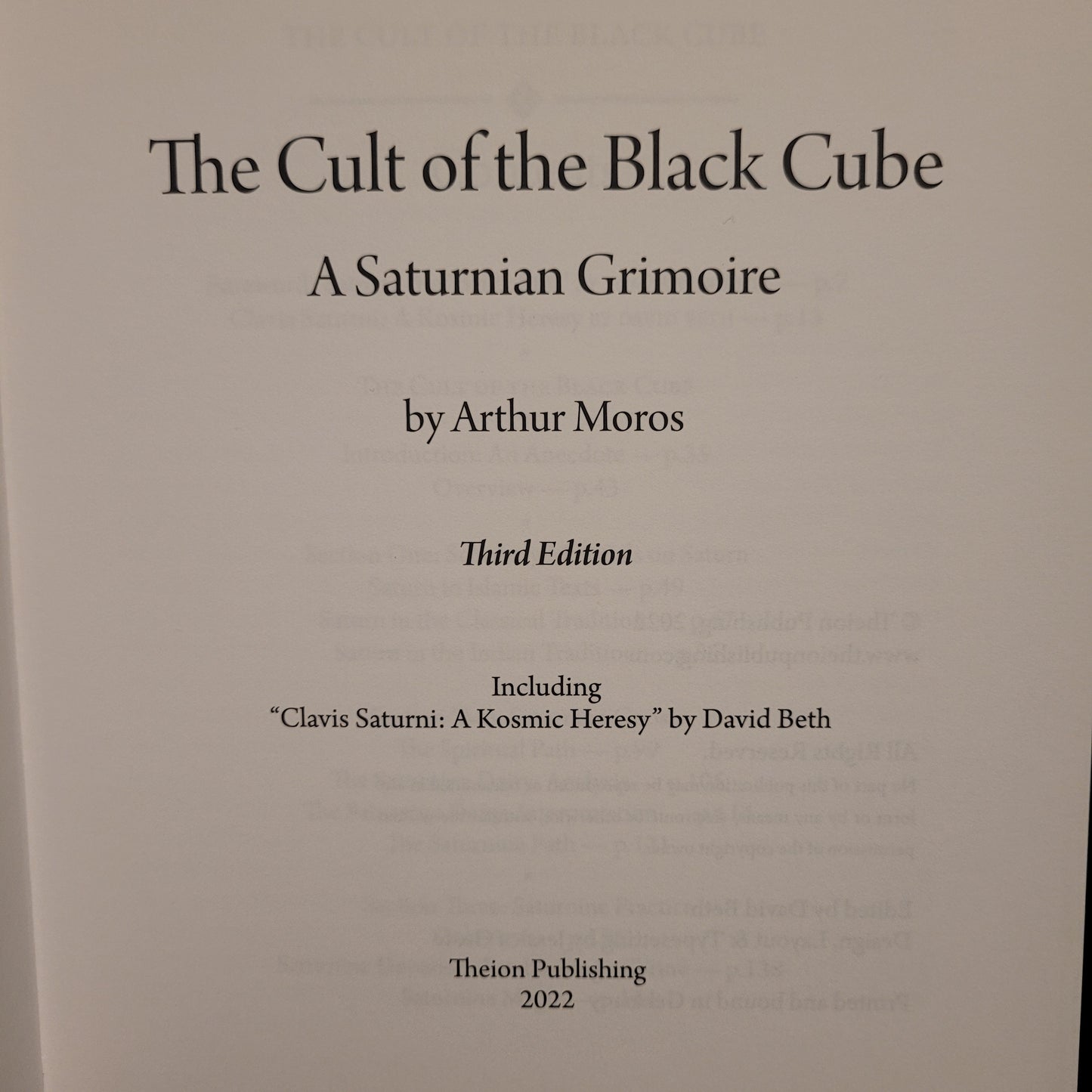 The Cult of the Black Cube: A Saturnian Grimoire by Arthur Moros (Theion Publishing, 2022) Third Edition Cloth Hardcover
