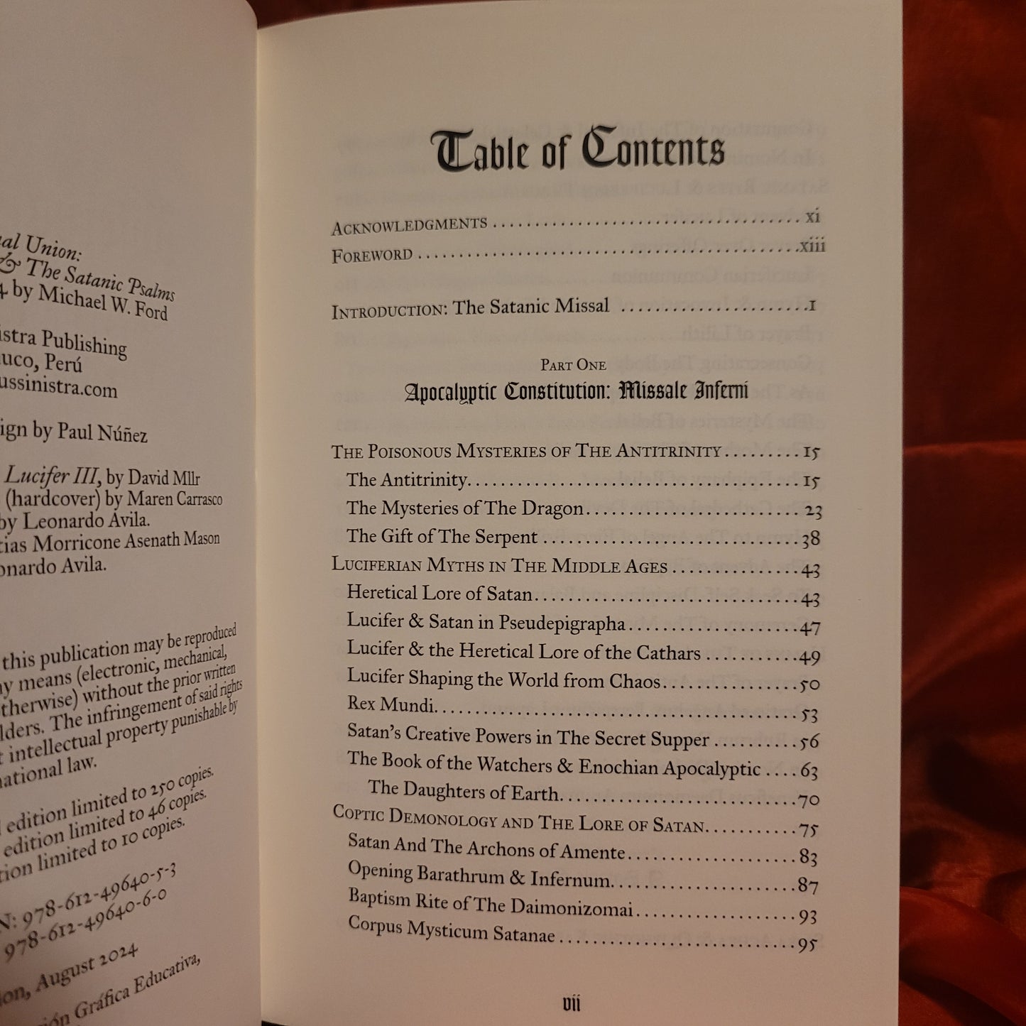 Infernal Union: Sinister Initiation & The Satanic Psalms by Michael W. Ford (Manus Sinistra Publishing, 2024) Limited Edition Hardcover ("Antichrist" Version)