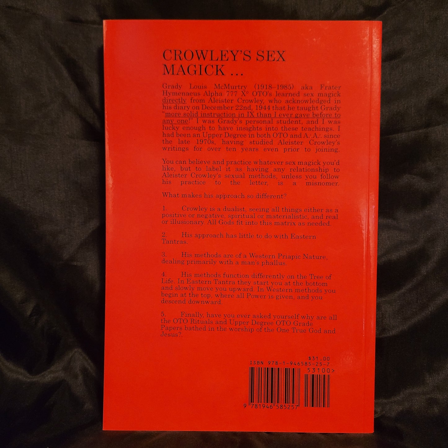 The Secret Sexual Teachings of Aleister Crowley by J. Edward Cornelius (2022) Softcover Limited to 220 Copies