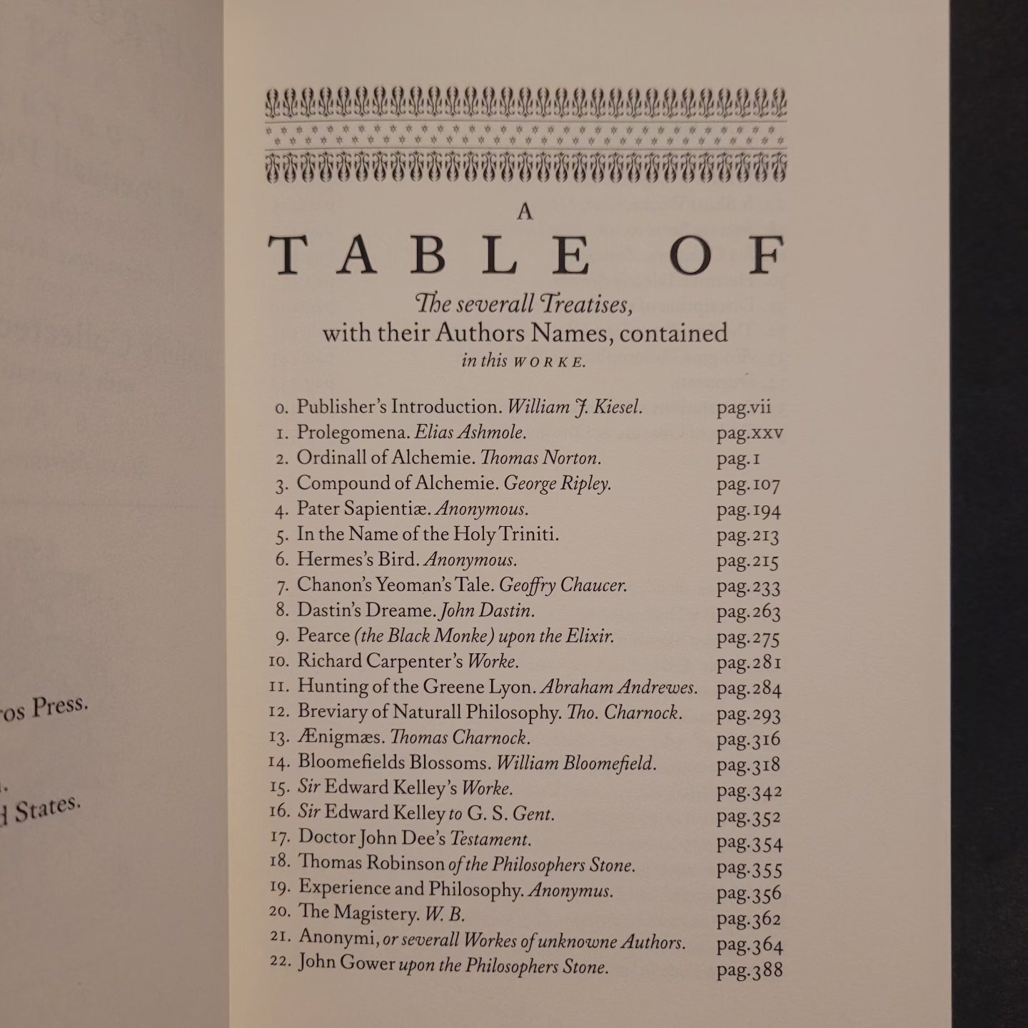 Theatrum Chemicum Britannicum by Elias Ashmole (Ouroboros Press, 2011) Limited Edition Hardcover