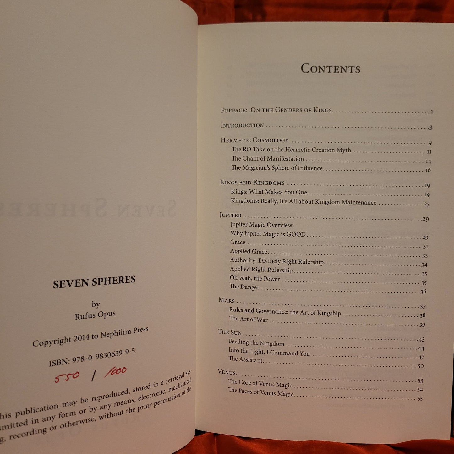 Seven Spheres by Rufus Opus (Nephilim Press, 2014) Limited Edition Hardvover