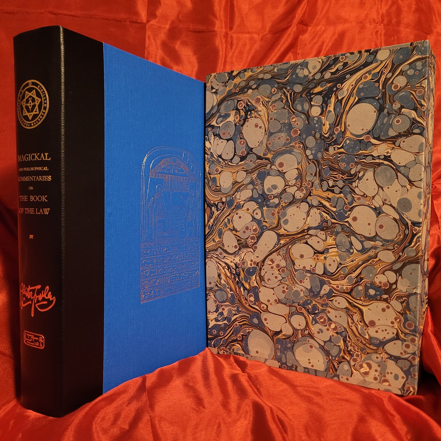 MAGICKAL AND PHILOSOPHICAL COMMENTARIES on The Book of The Law by Aleister Crowley – Limited Edition 4 volume set Quarter Bound in Leather with Custom Solandar Case