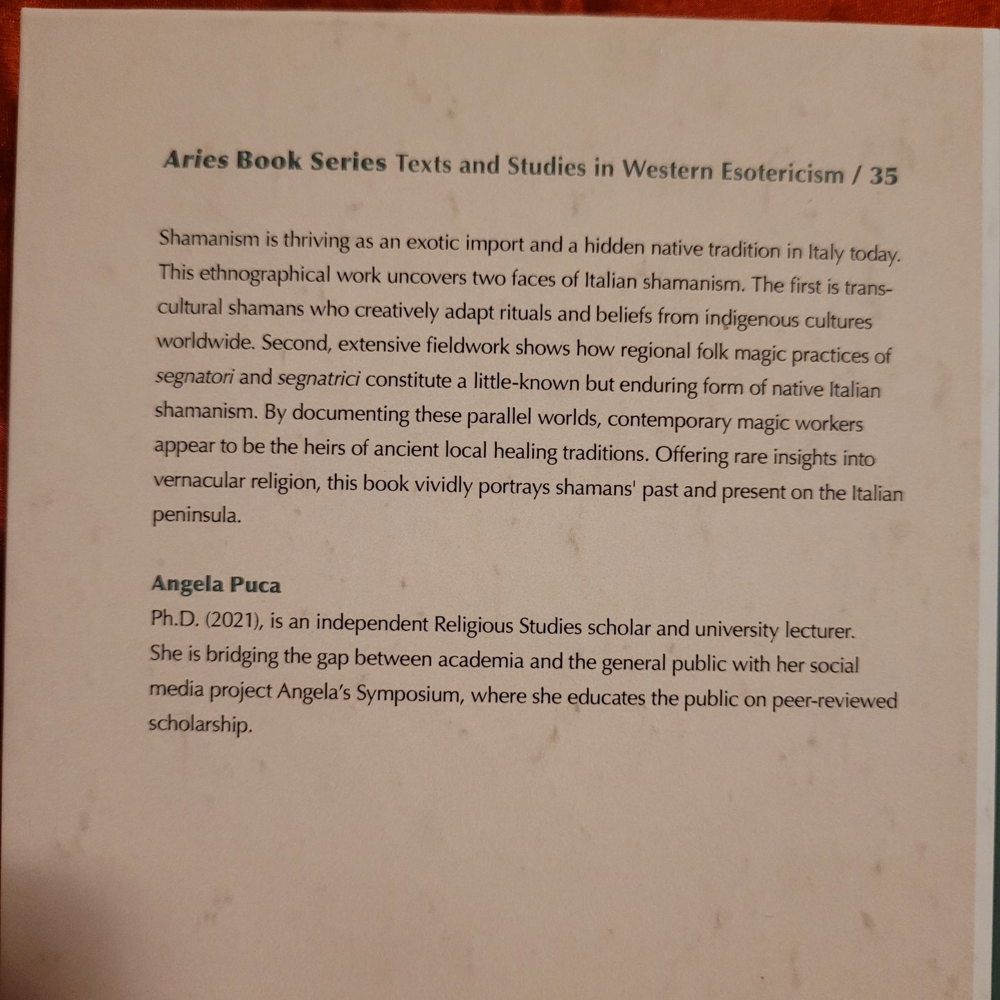 Italian Witchcraft and Shamanism by Angela Puca (Brill, 2024) Hardback