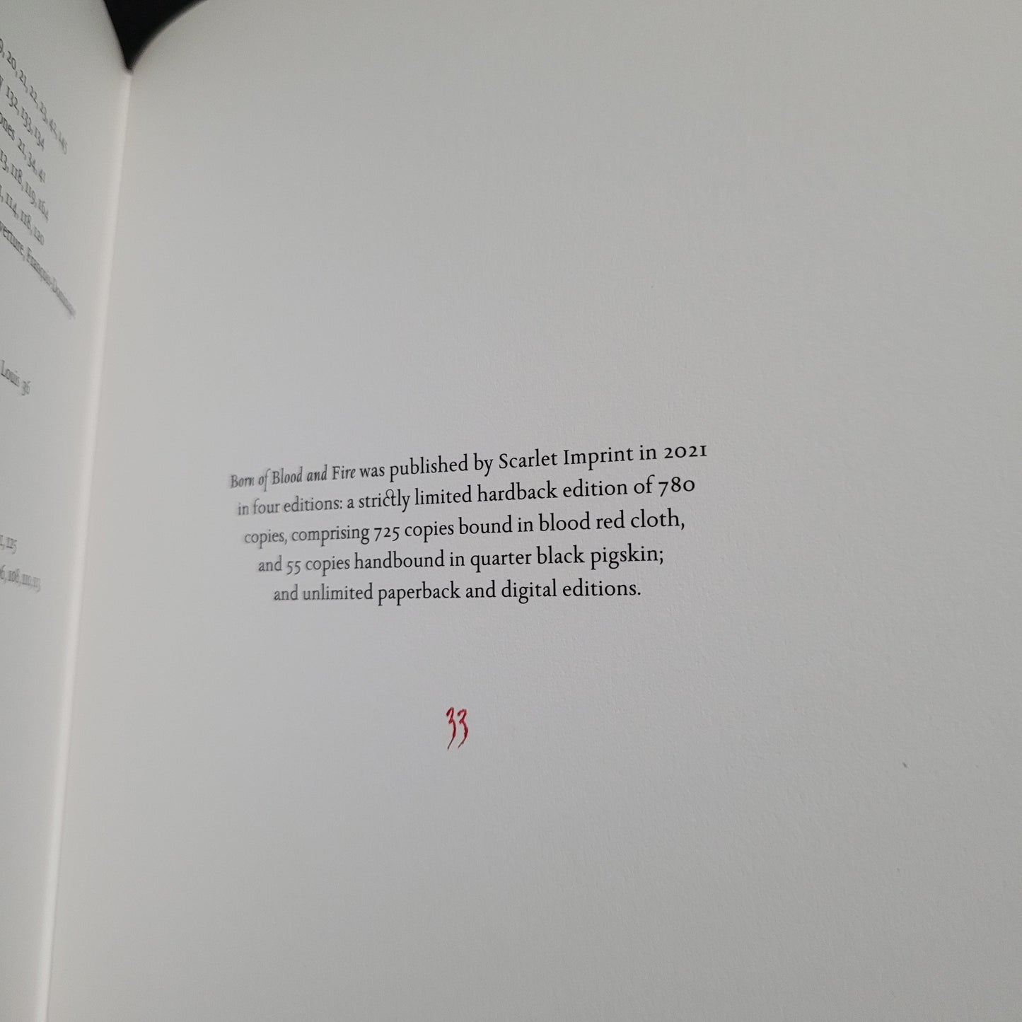Born of Blood and Fire by Richard Ward (Scarlet Imprint) Fine Edition Handbound in Quarter Black Pigskin Limited to 55 Copies