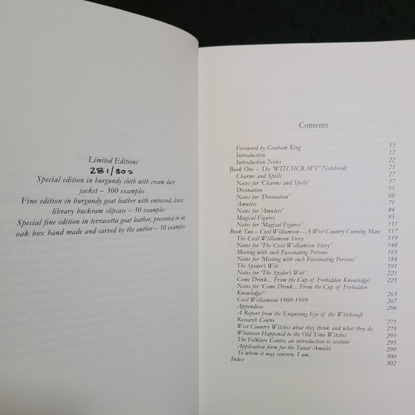 Cecil Williamson's Book of Witchcraft: A Grimoire of the Museum of Witchcraft by Steve Pattenson (Troy Books, 2014) Special Edition #281/300