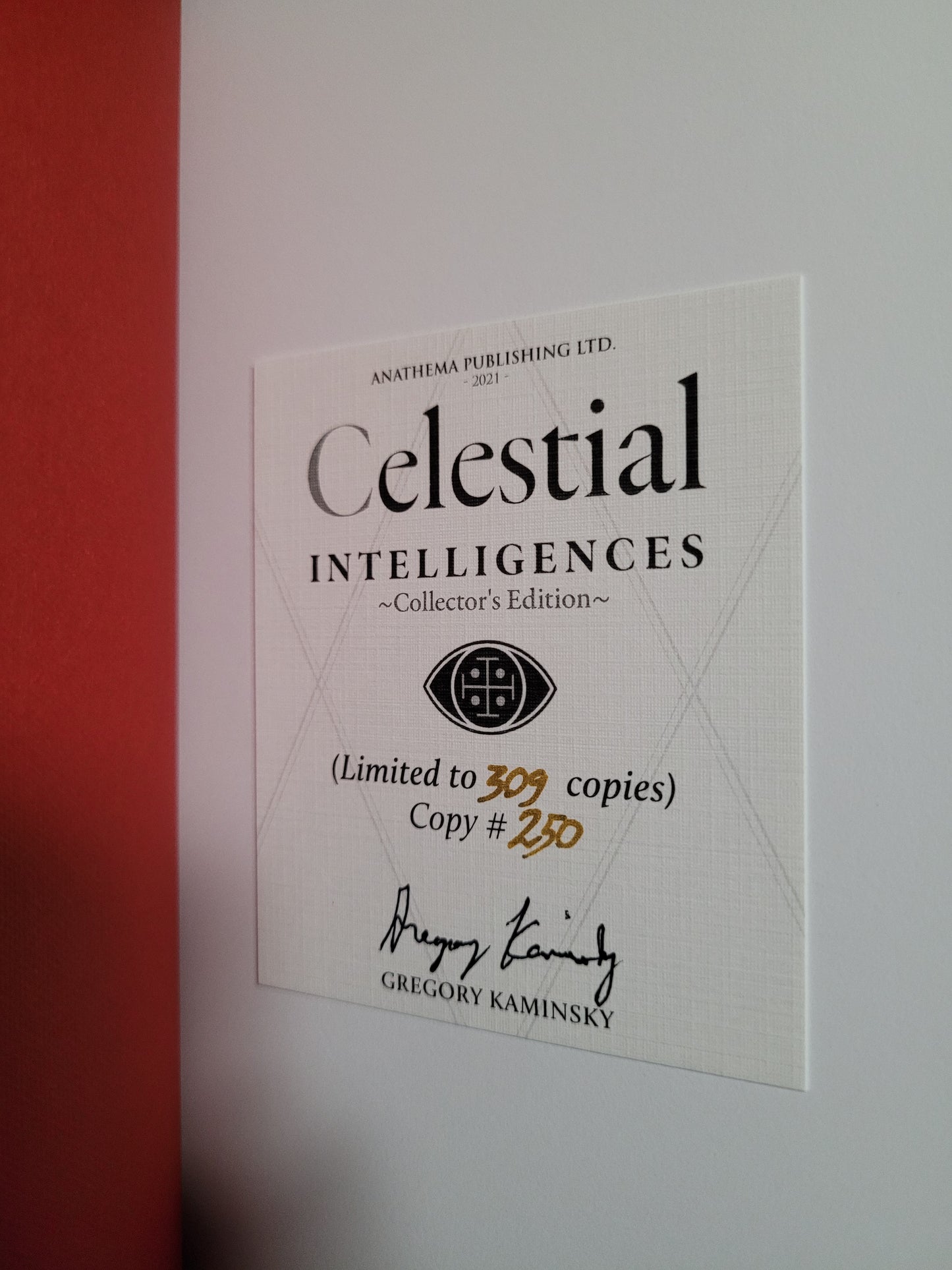 Celestial Intelligences: Angelology, Cabala, and Gnosis: Giovanni Pico della Mirandola's Quest for the Perennial Philosophy by Greg Kaminsky (Anathema Publishing, 2021) Signed Collector's Edition Hardcover #250/309