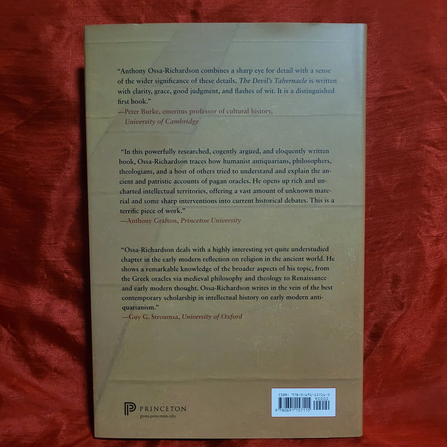 The Devil's Tabernacle: The Pagan Oracles in Early Modern Thought by Anthony Ossa-Richardson (Princeton University Press, 2013) Hardcover