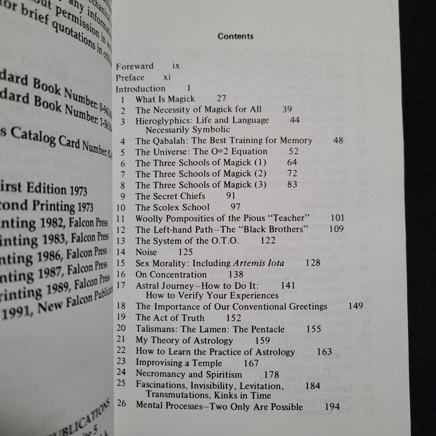 Magick Without Tears by Aleister Crowley Introduced by Israel Regardie (New Falcon Pubications, 1991) Paperback