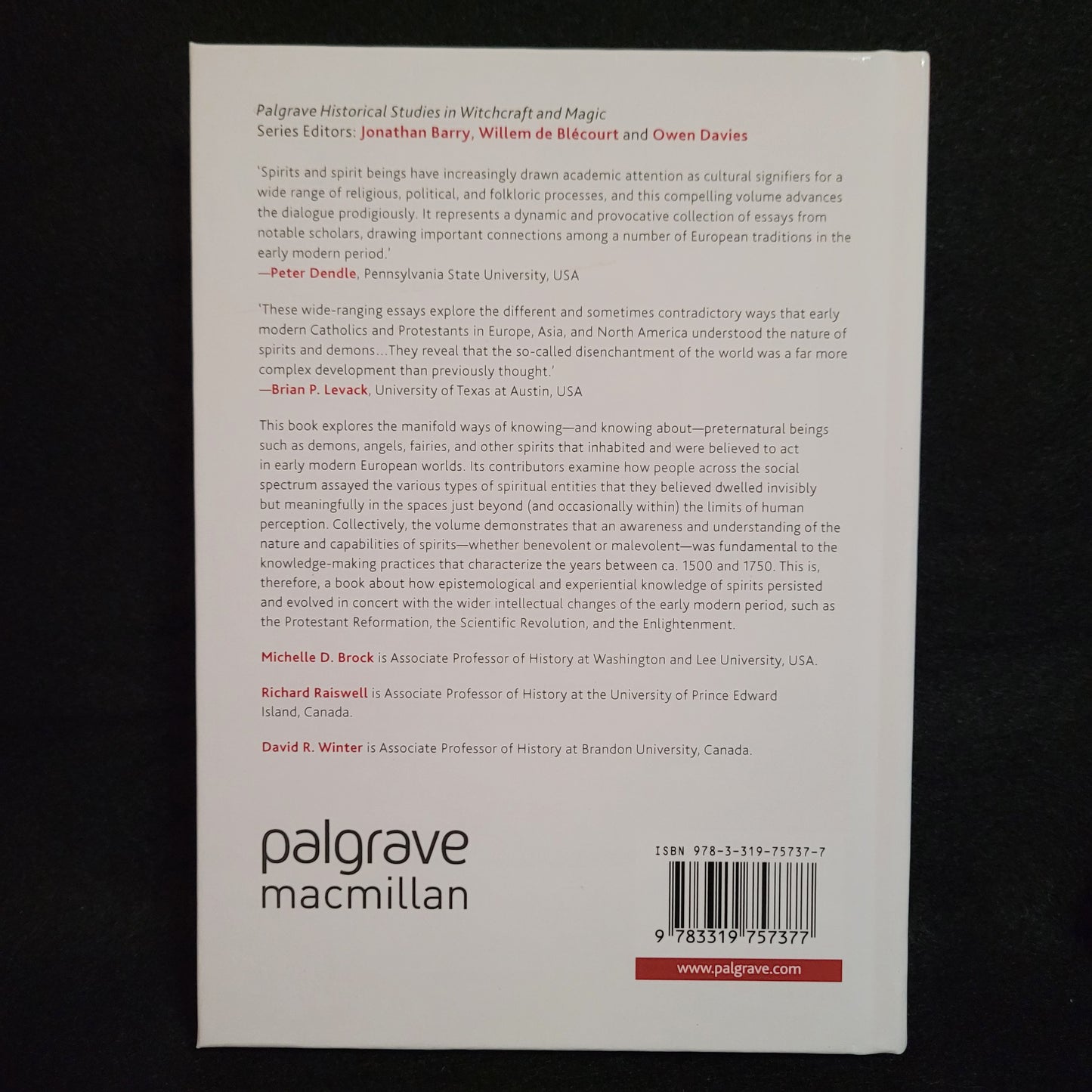 Knowing Demons, Knowing Spirits in the Early Modern Period (Palgrave Macmillan, 2018) Hardcover Edition