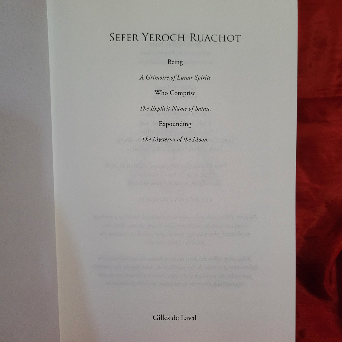 Sefer Yeroch Ruachot by Gilles de Laval (Aeon Sophia Press, 2018) Second Edition Hardcover