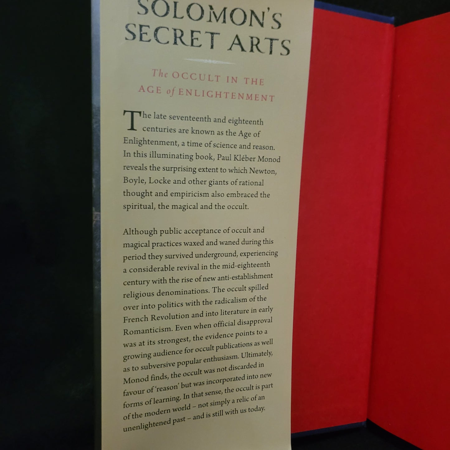 Solomon's Secret Art: The Occult in the Age of Enlightenment by Paul Kléber Monod (Yale University Press) Hardcover