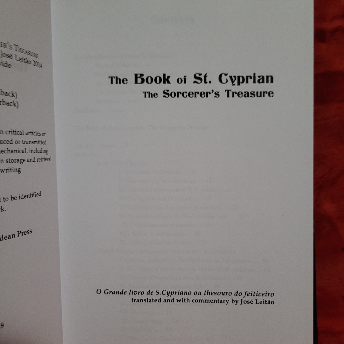 The Book of St. Cyprian: The Sorcerer's Treasure translated and with commentary by José Leitão (Hadean Press, 2014) Hardcover Edition