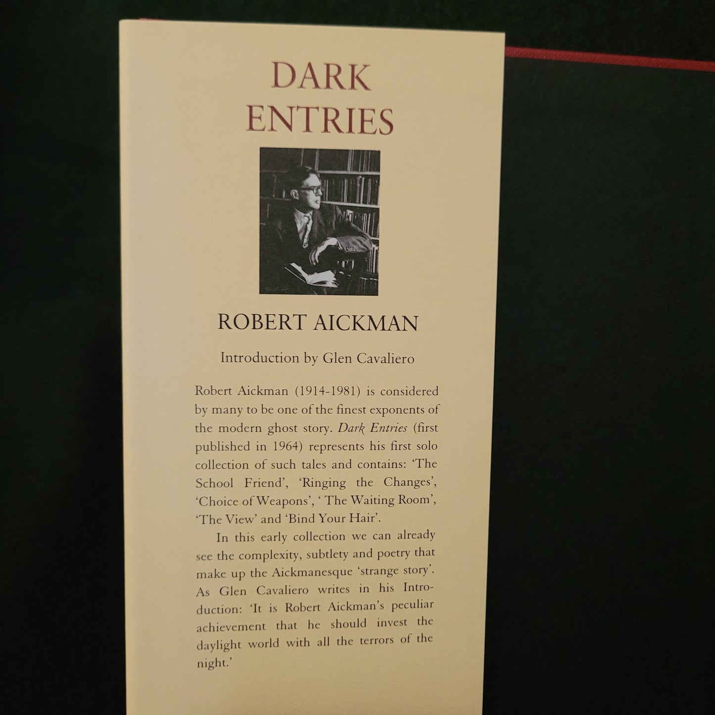 Dark Entries by Robert Aickman (Tartarus Press, 2013) Limited Edition Hardback