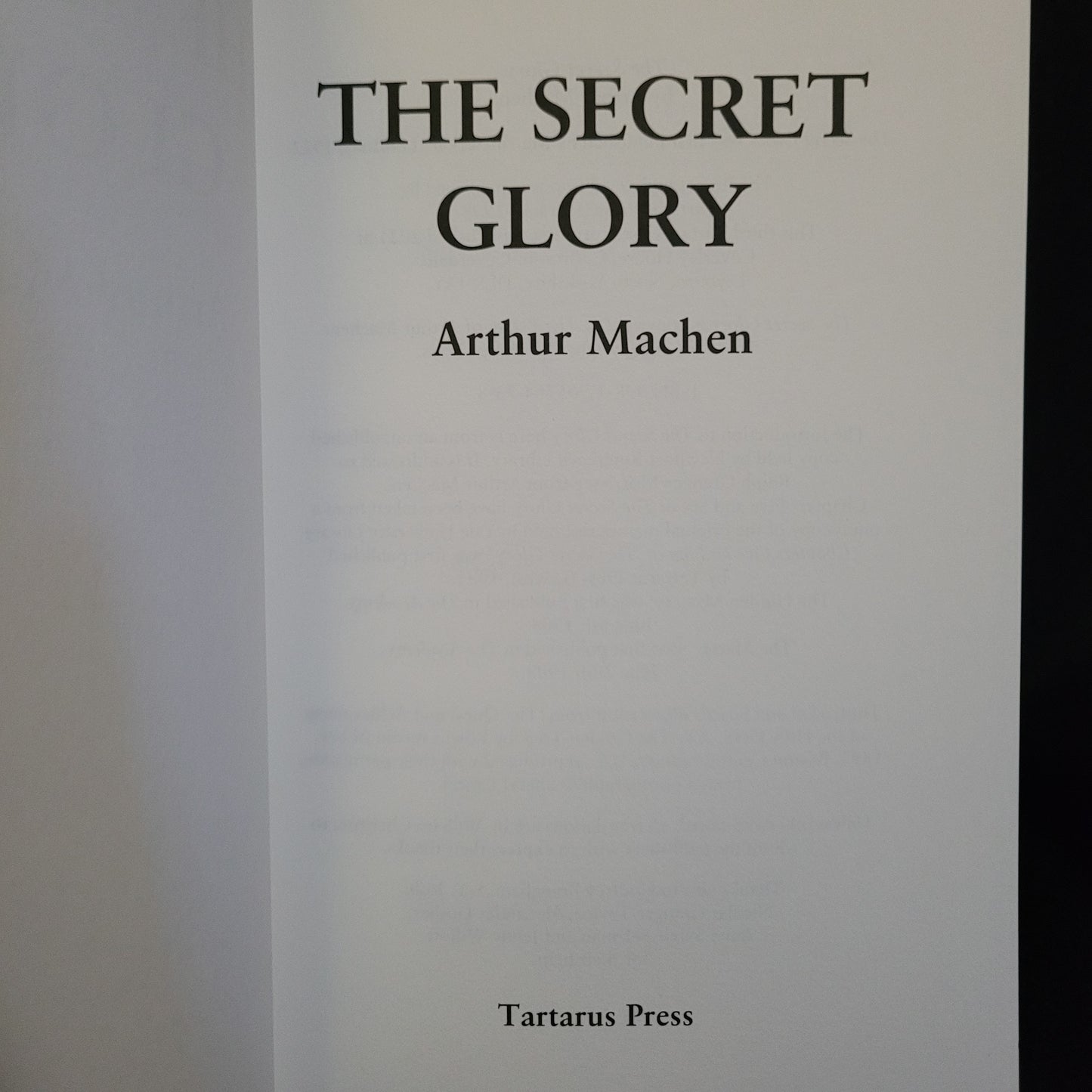 The Secret Glory by Arthur Machen (Tartarus Press, 2021) Limited Edition Hardback