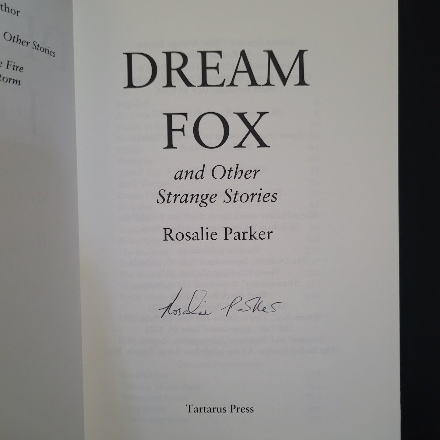 Dream Fox and Other Strange Stories by Rosalie Parker (Tartarus Press, 2023) Limited Edition Hardback