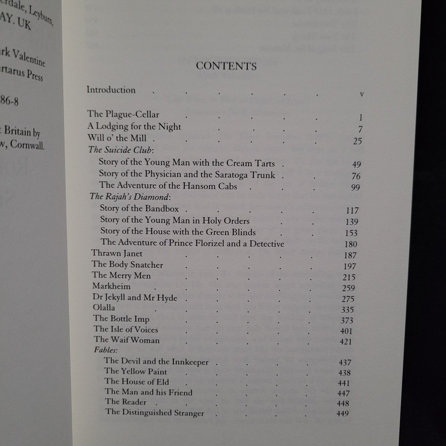 The Suicide Club & Other Dark Adventures by Robert Louis Stevenson (Tartarus Press, 2016) Limited Edition Hardcover