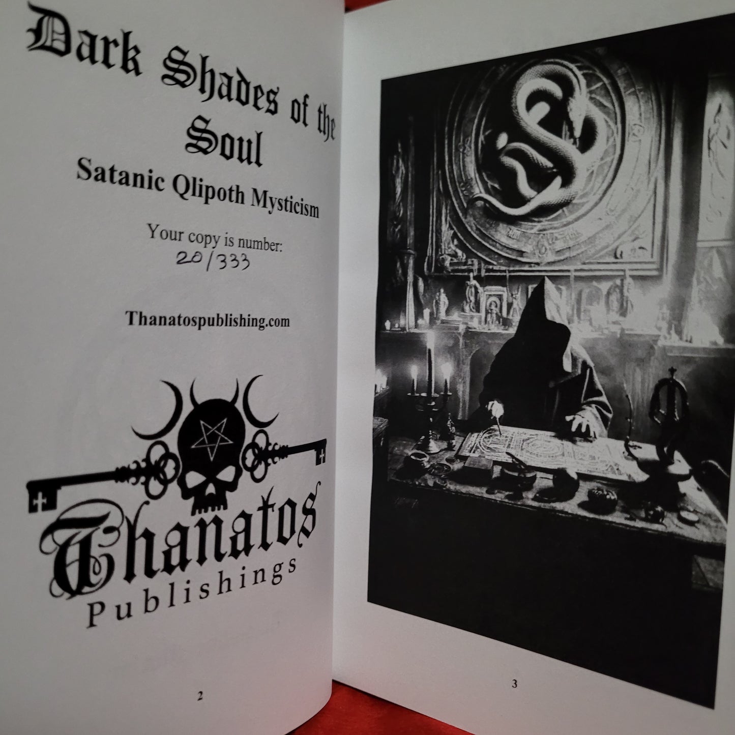 Dark Shades of the Soul: Satanic Qliphoth Mysticism by Augustine Moriar (Thanatos Publishing/Sirius Limited Esoterica, 2023) Standard Hardcover Edition