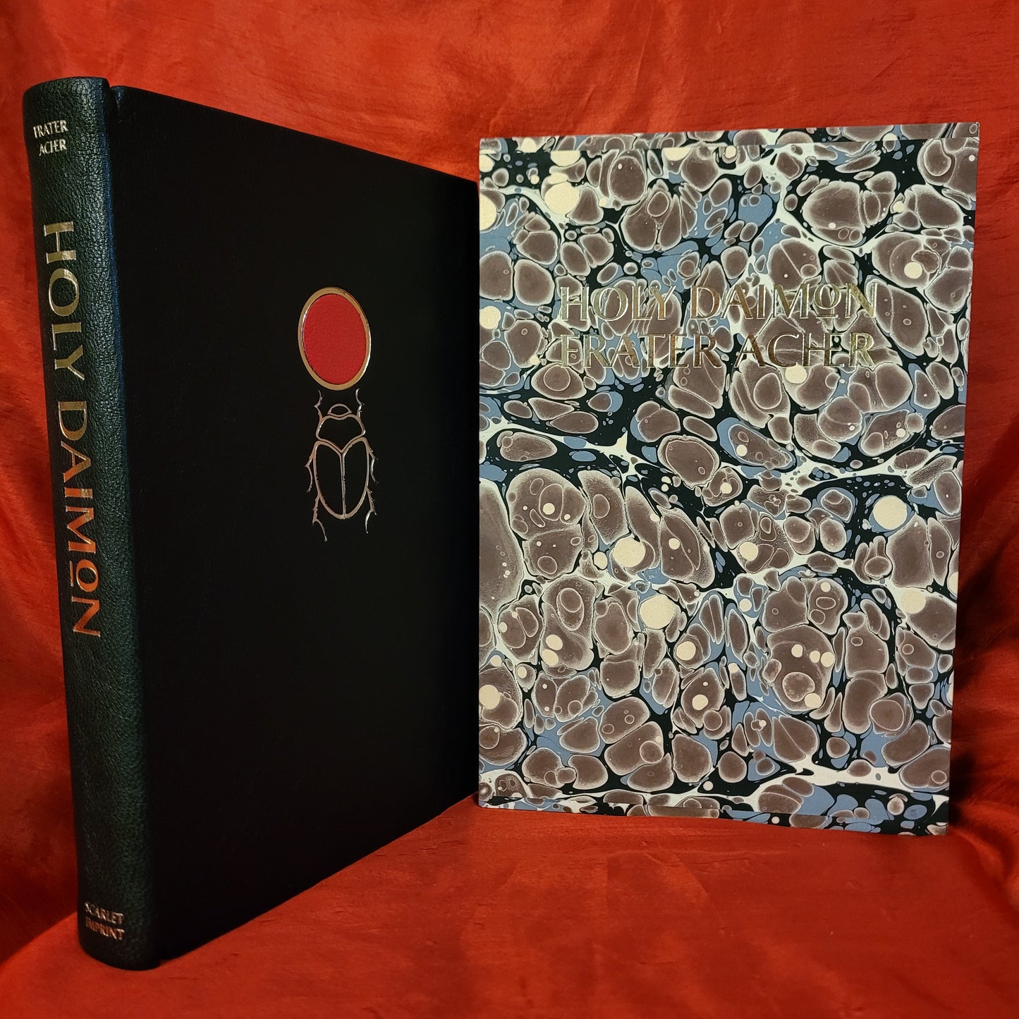 Holy Daimon by Frater Acher (Scarlet Imprint, 2023) Fine Edition Bound in Full Black Goatskin with Marbled Slipcase