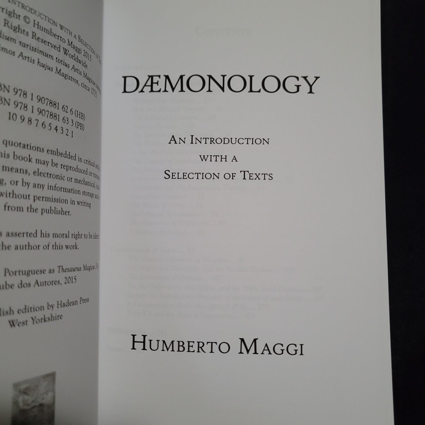 Dæmonology: An Introduction With a Selection of Texts by Humberto Maggi (Hadean Press, 2015) Paperback Edition