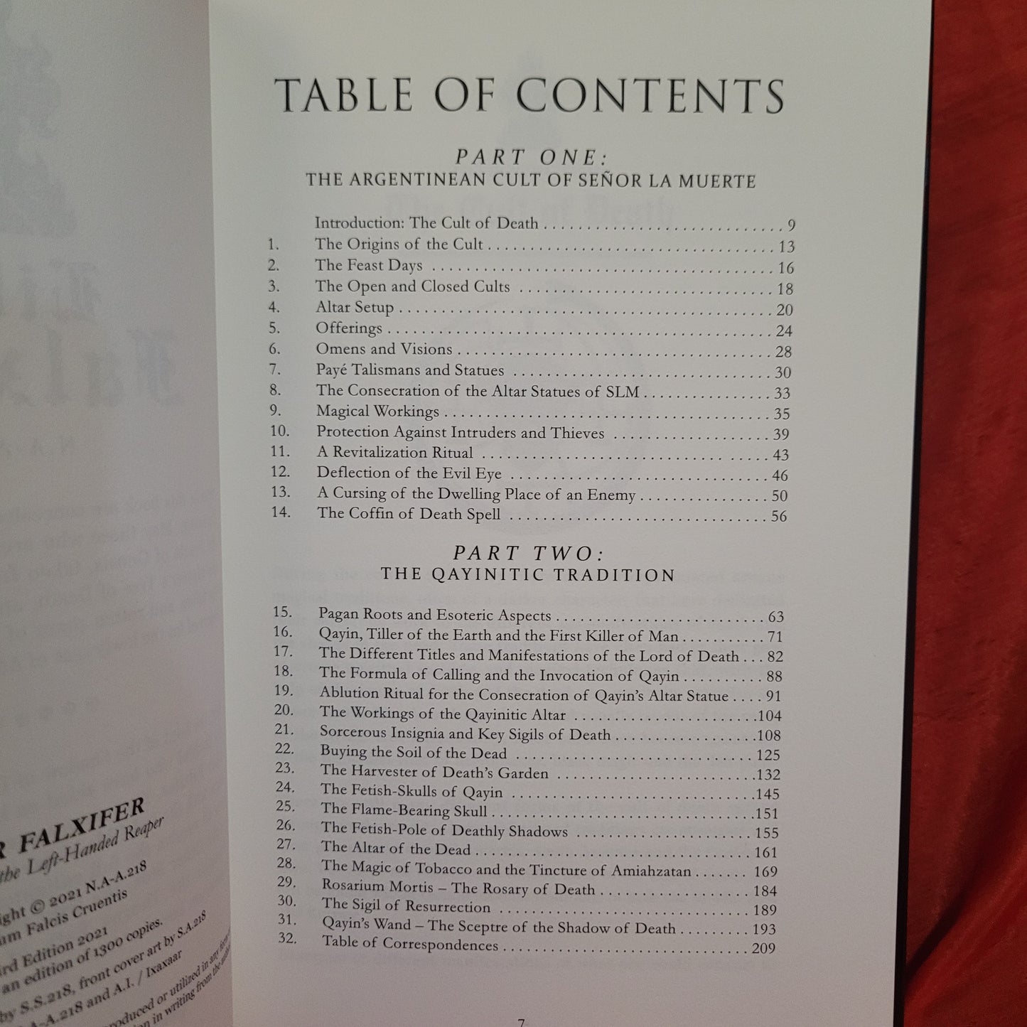 Liber Falxifer: The Book of the Left-Handed Reaper by N.A-A.218 (Ixaxaar Occult Literature, 2021) Limited Edtion Hardcover