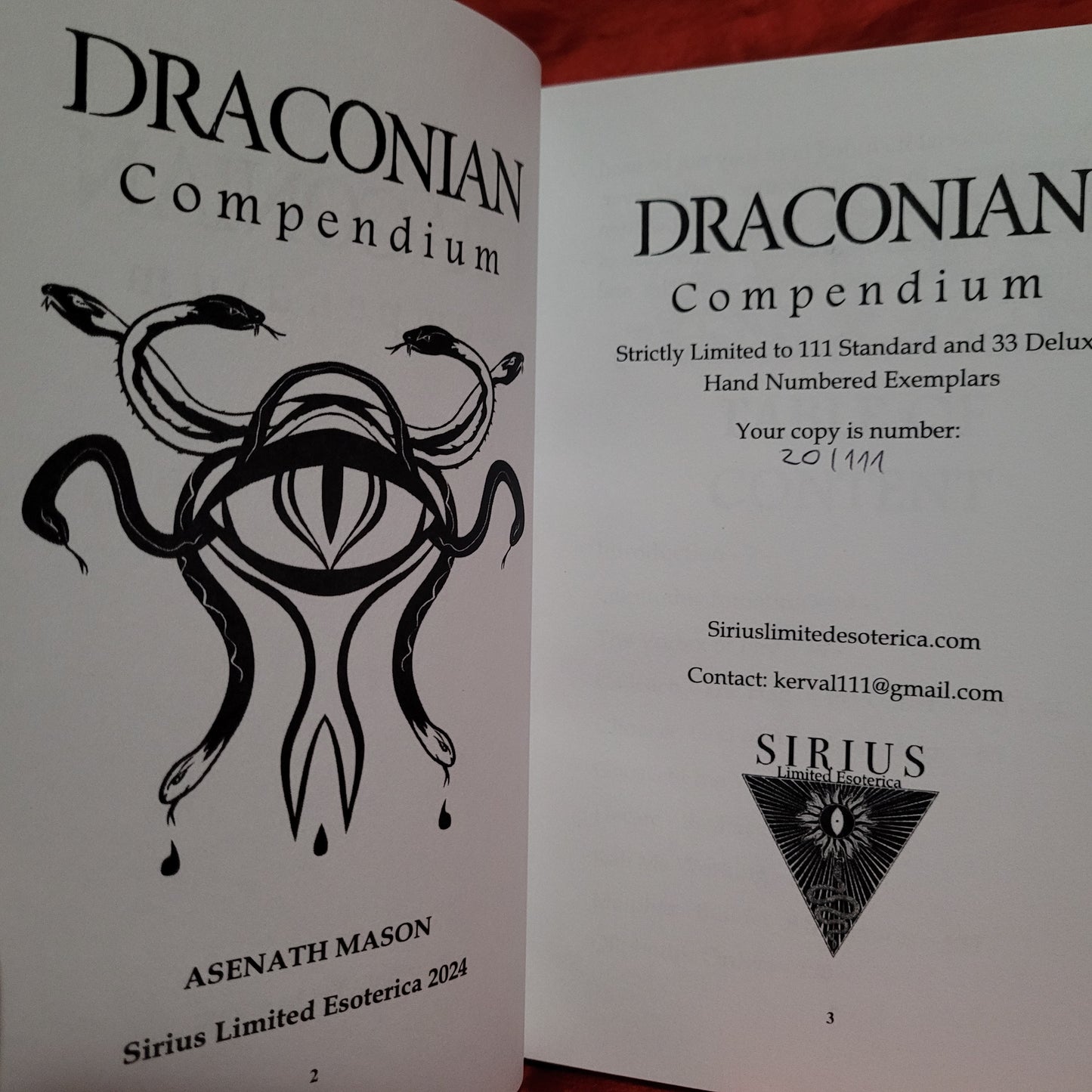 Draconian Compendium by Asenath Mason (Sirius Limited Esoterica, 2024) Hardcover Limited to 111 Copies