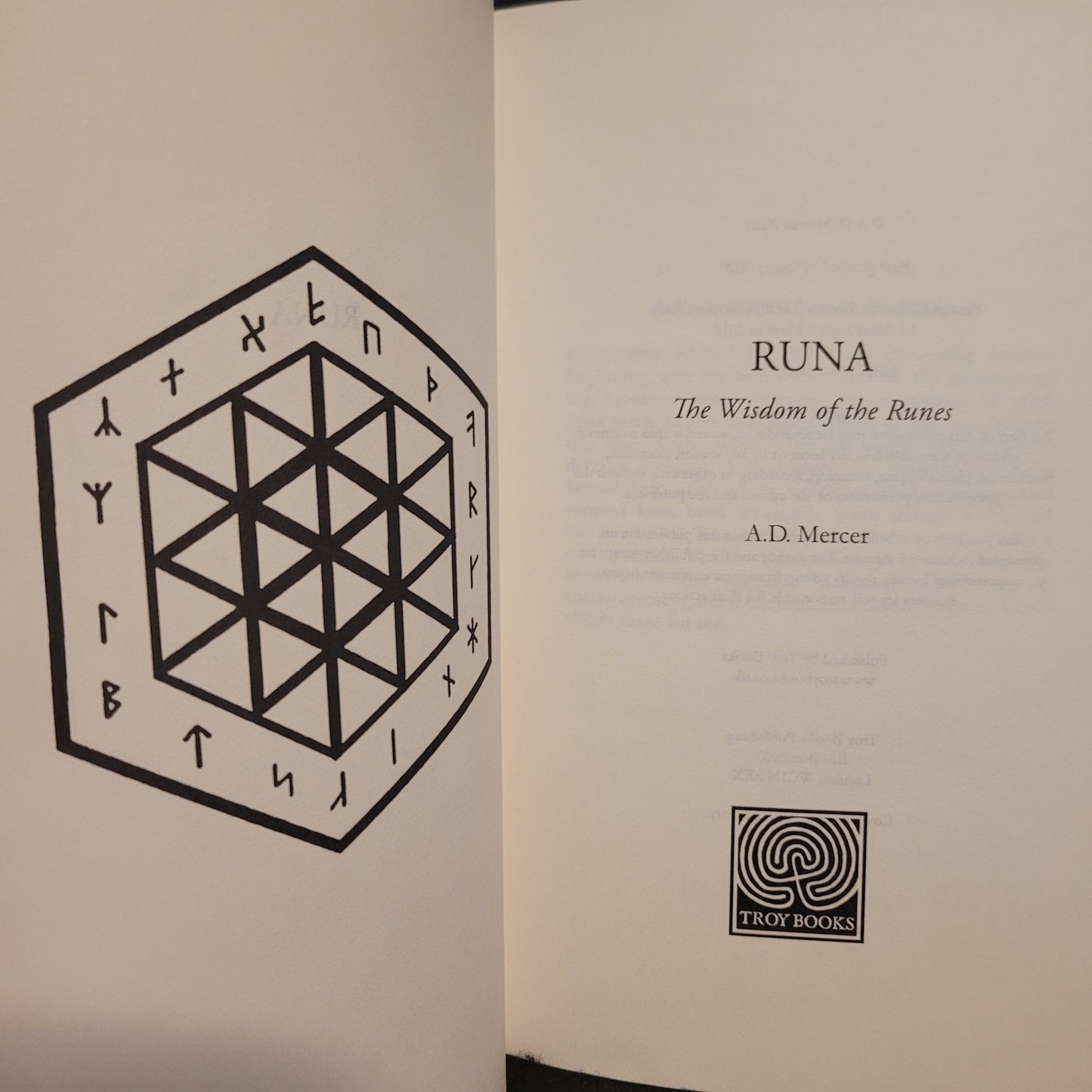 RUNA: The Wisdom of the Runes by A.D. Mercer (Troy Books, 2020) Paperback