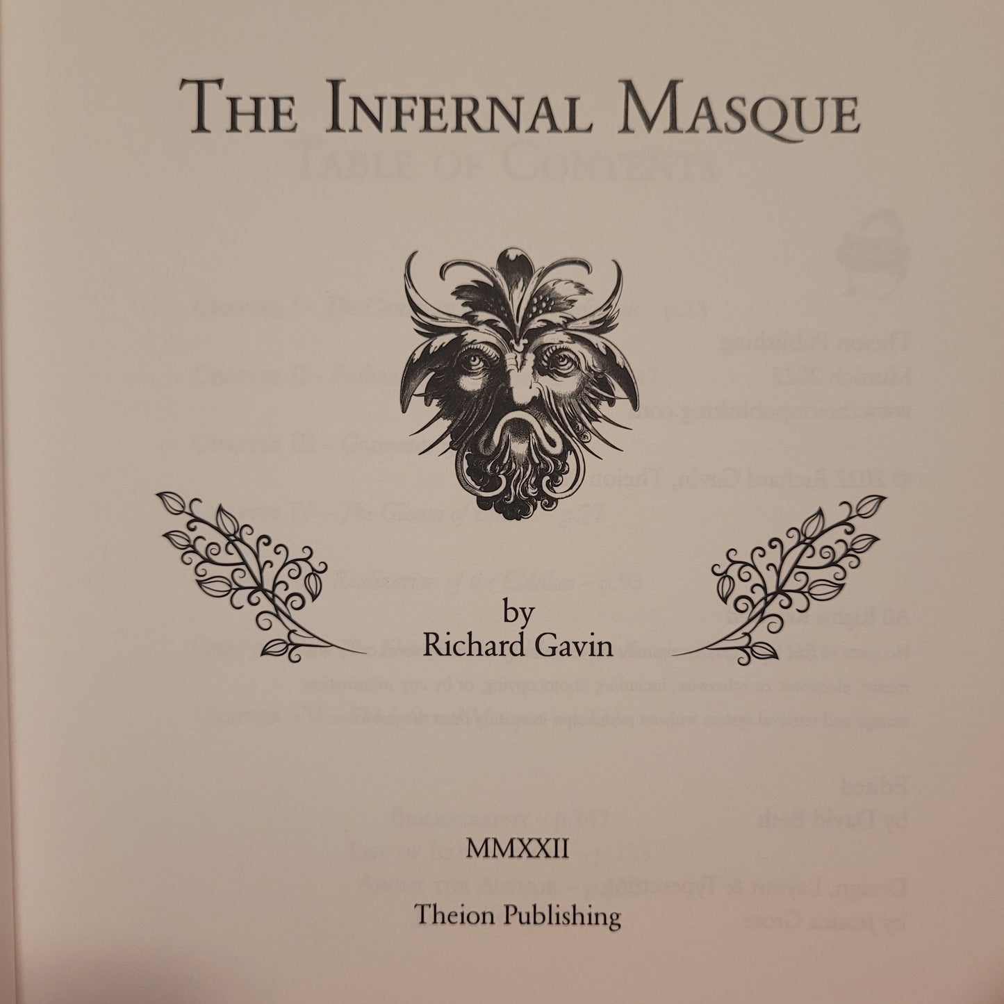 The Infernal Masque by Richard Gavin (Theion Publishing, 2022) Cloth Hardcover Edition Limited to 890 Copies