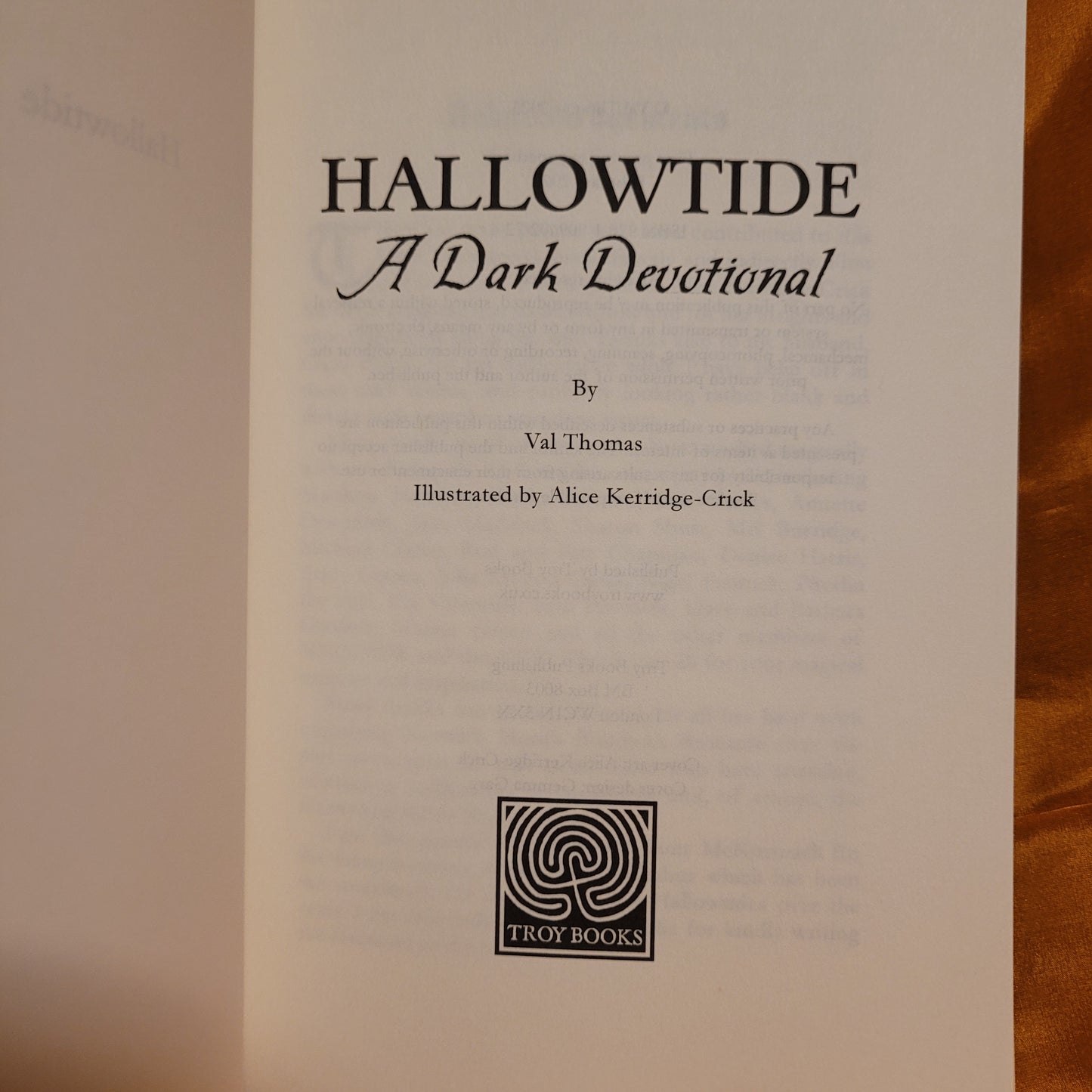 Hallowtide: A Dark Devotional by Val Thomas (Troy Books, 2024) Paperback Edition Illustrated by Alice Kerridge-Crick