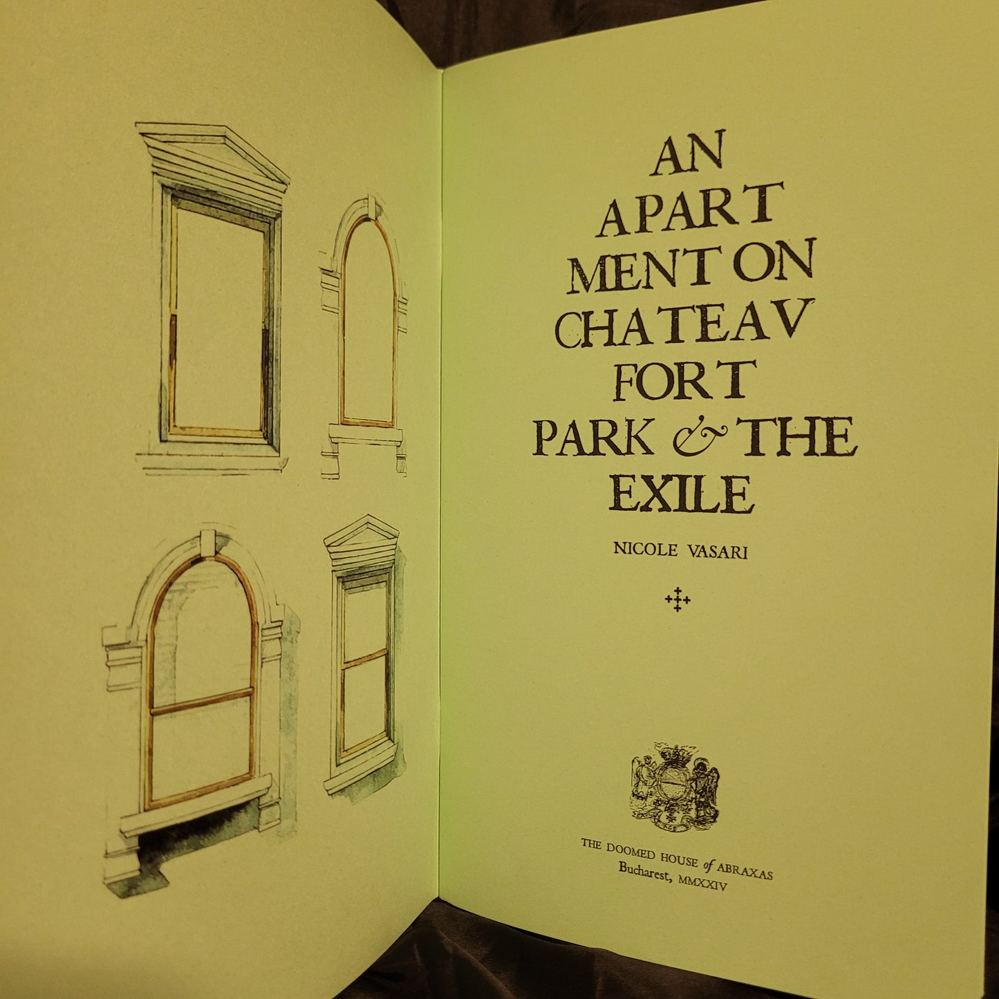 AN APARTMENT ON CHATEAUFORT PARK & THE EXILE by Nicole Vasari (Mount Abraxas Press, 2024) Limited Edition Deluxe Booklet (The Doomed House of Abraxas)