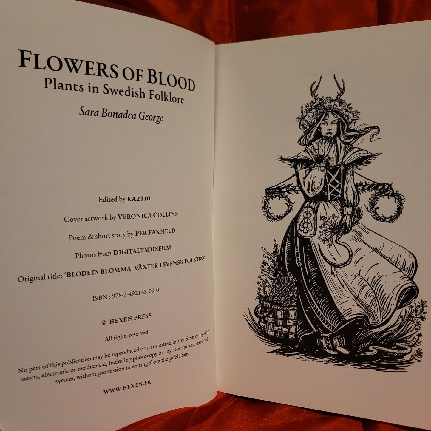 Flowers of Blood: Plants in Swedish Folklore by Sara Bonadea George (Hexen Press, 2024) Cloth Hardcover Limited to 250 Copies