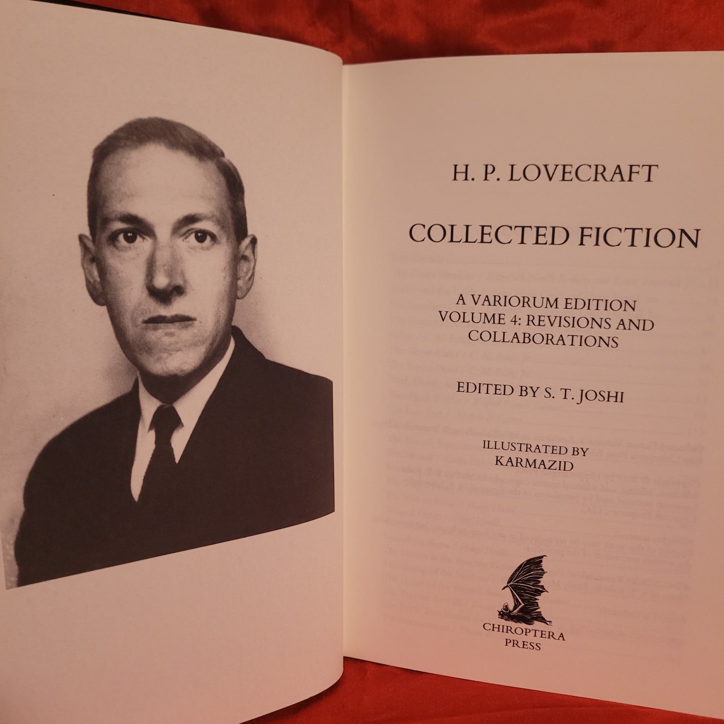 H.P. Lovecraft Collected Fiction  Volume 4 edited by S.T. Joshi (Chiroptera Press, 2026) Illustrated by Karmazid