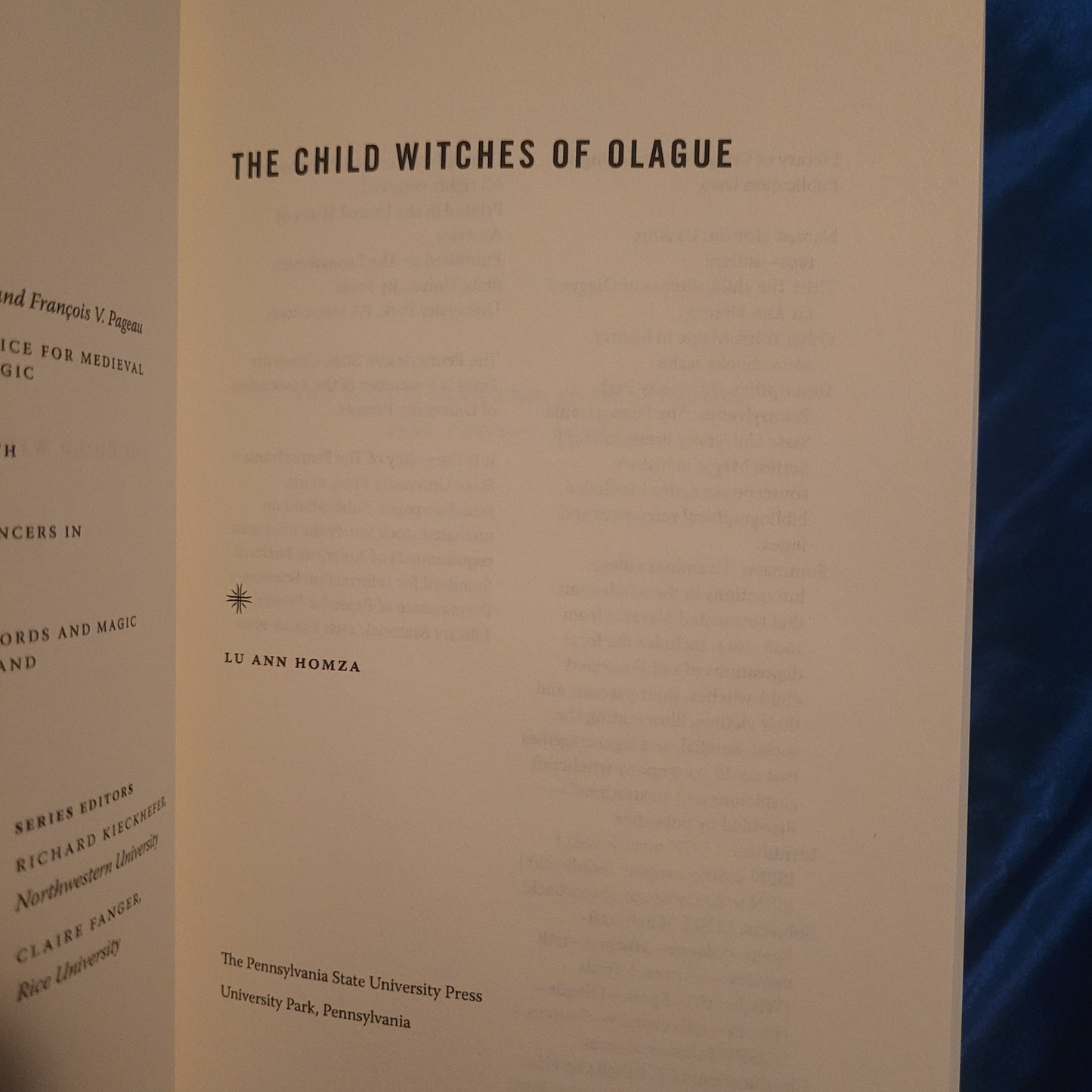 The Child Witches of Olague by Lu Ann Homza (The Pennsylvania State University Press, 2024) Paperback