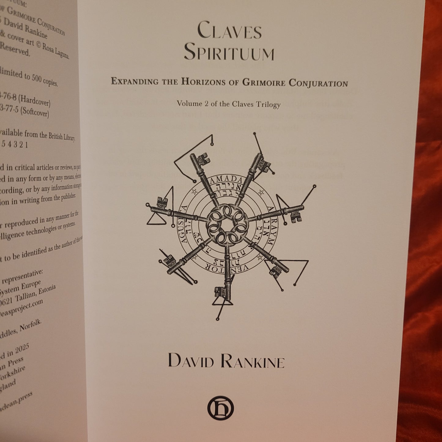 Claves Spirituum: Expanding the Horizons of Grimoire Conjuration by David Rankine (Hadean Press, 2025) Hardcover Edition