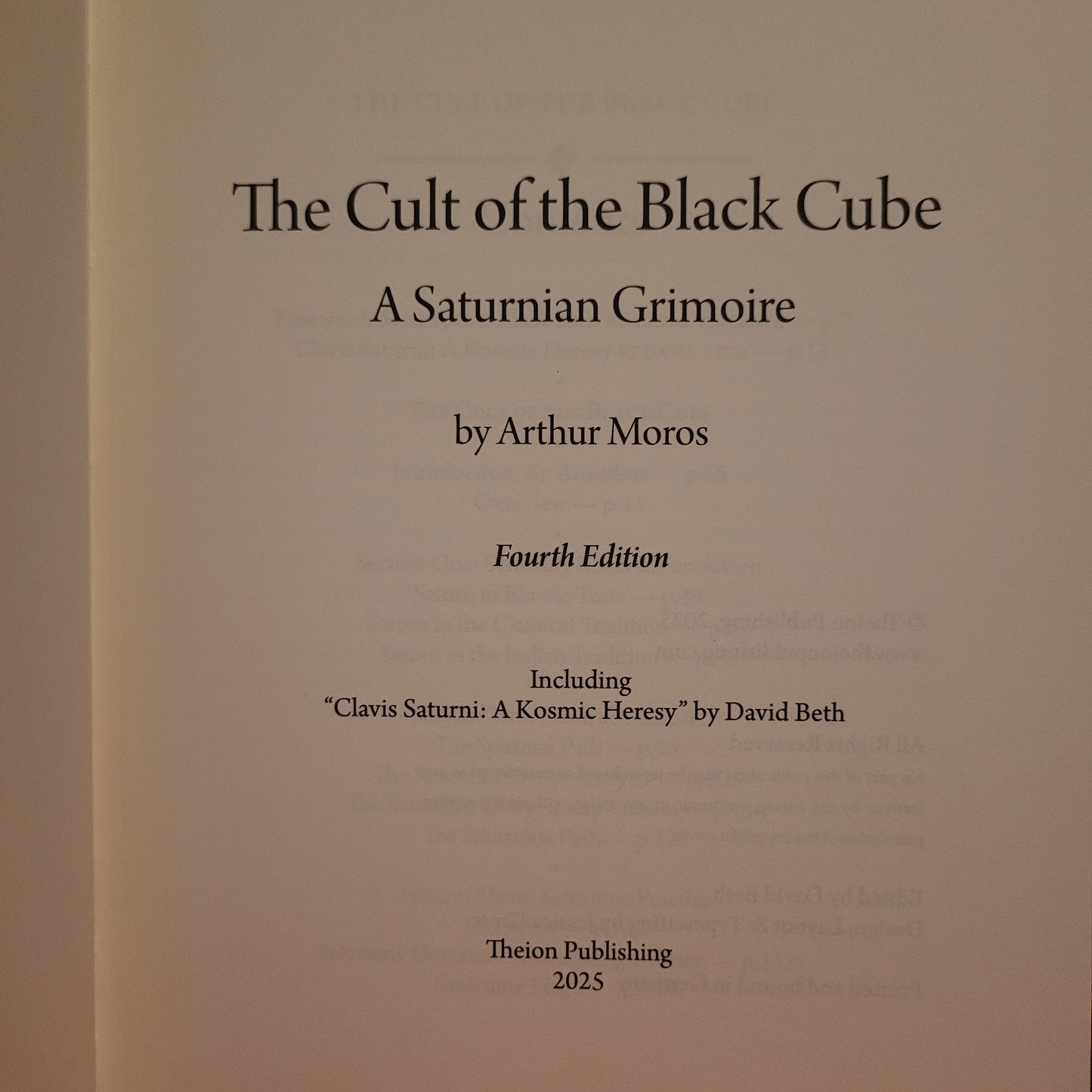 The Cult of the Black Cube: A Saturnian Grimoire by Arthur Moros (Theion Publishing, 2025) Fourth Edition Cloth Hardcover