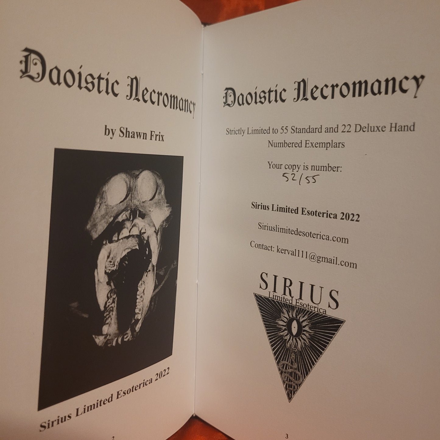 Daoistic Necromancy by Shawn Frix (Sirius Limited Esoterica, 2022) Standard Harcover Edition