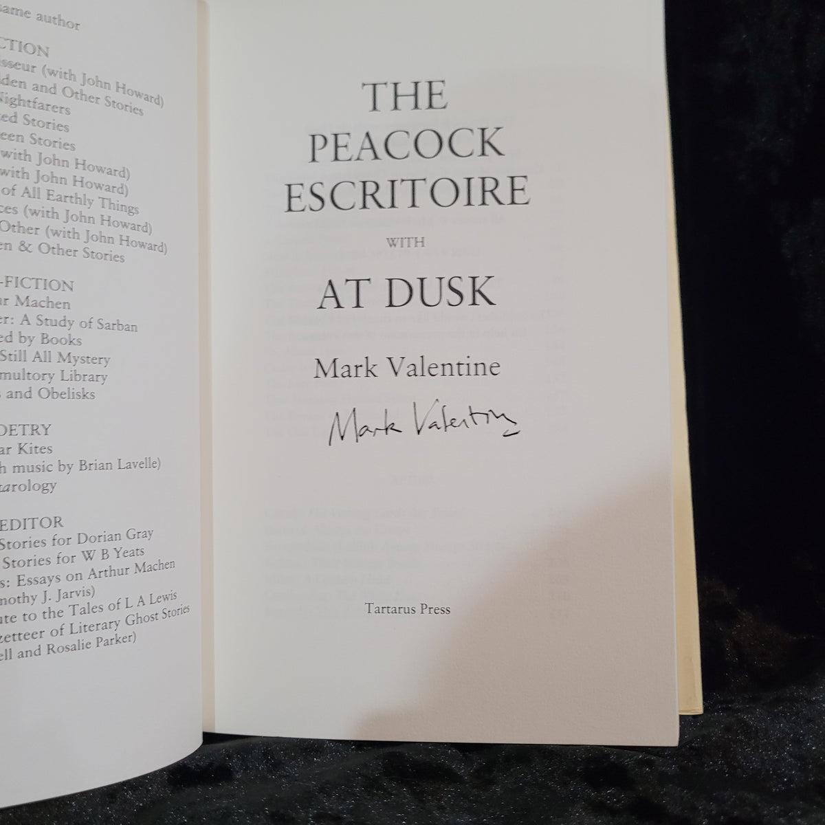 The Peacock Escritoire with At Dusk (Tartarus Press, 2022) Signed Hardback