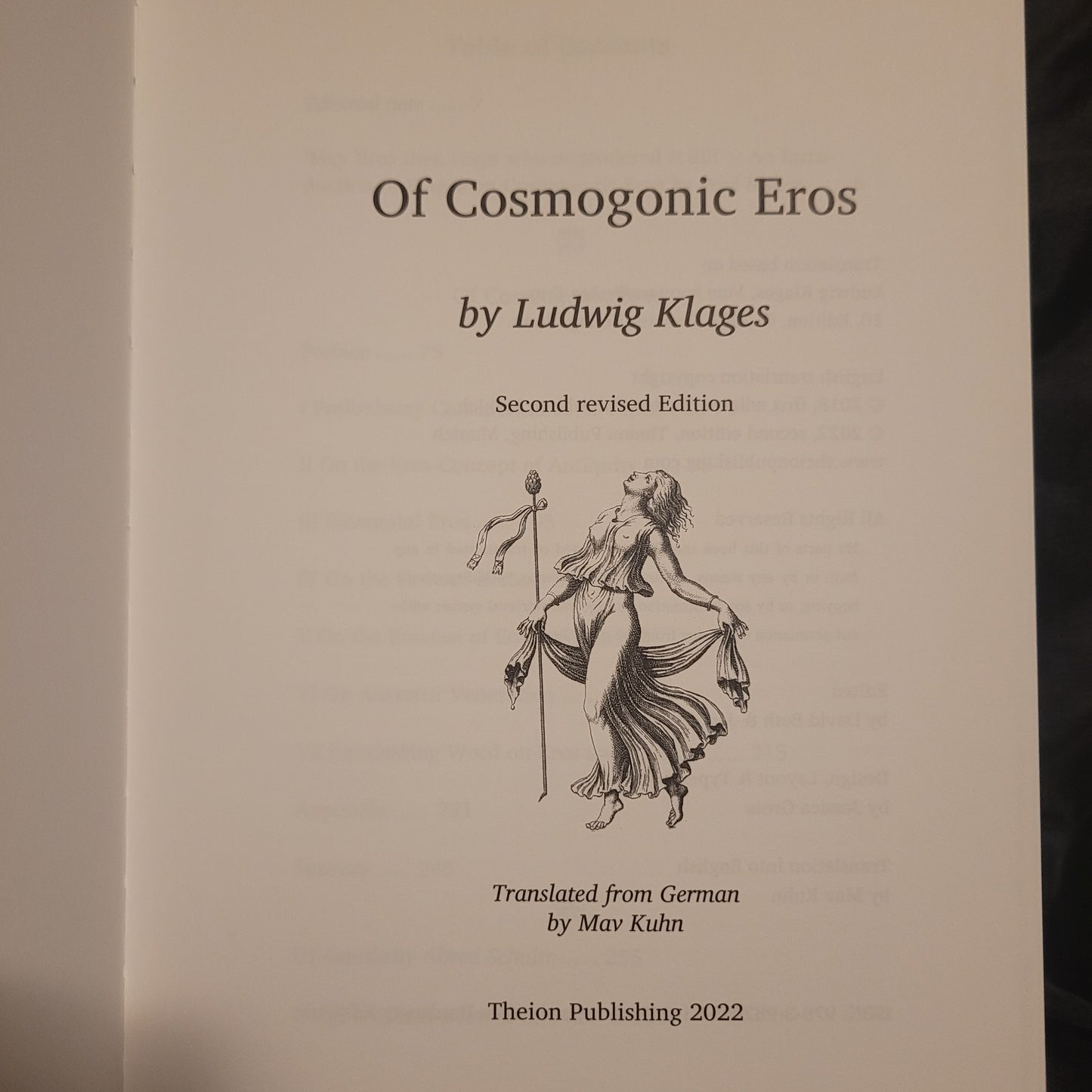 Of Cosmogomic Eros by Ludwig Klages (Theion Publishing, 2022) Special Edition Limited to 115 Copies