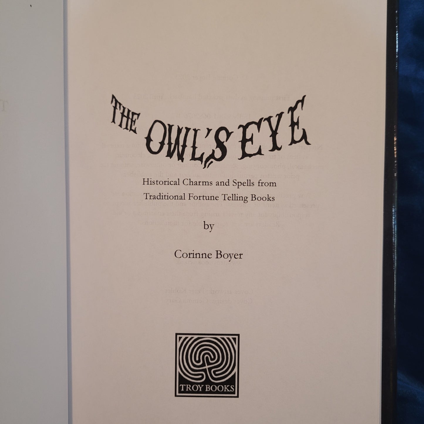 The Owl's Eye by Corinne Boyer (Troy Books, 2025) Dust Jacketed Hardback