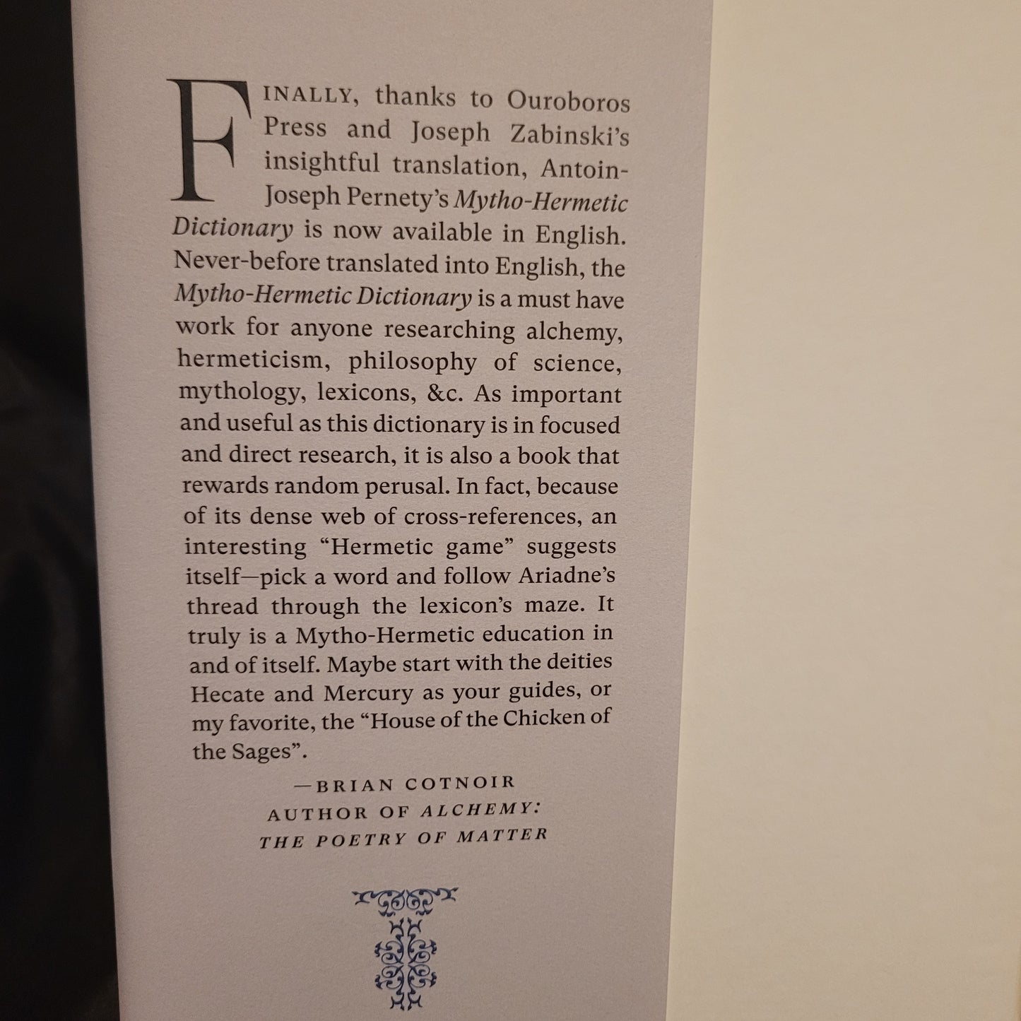 Mytho-Hermetic Dictionary by Dom Antoin-Josef Pernety (Ouroboros Press, 2018) Limited Edition Hardcover