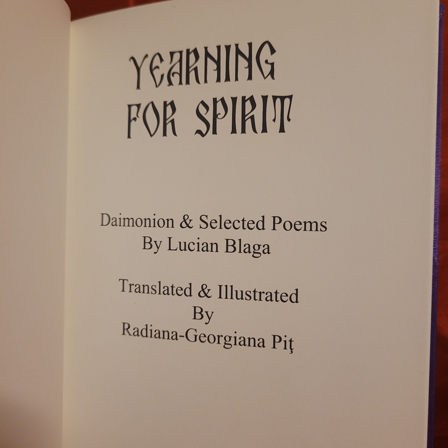 Yearning for Spirit by Lucian Blaga (Hell Fire Club Books, 2018) Limited Edition Hardcover