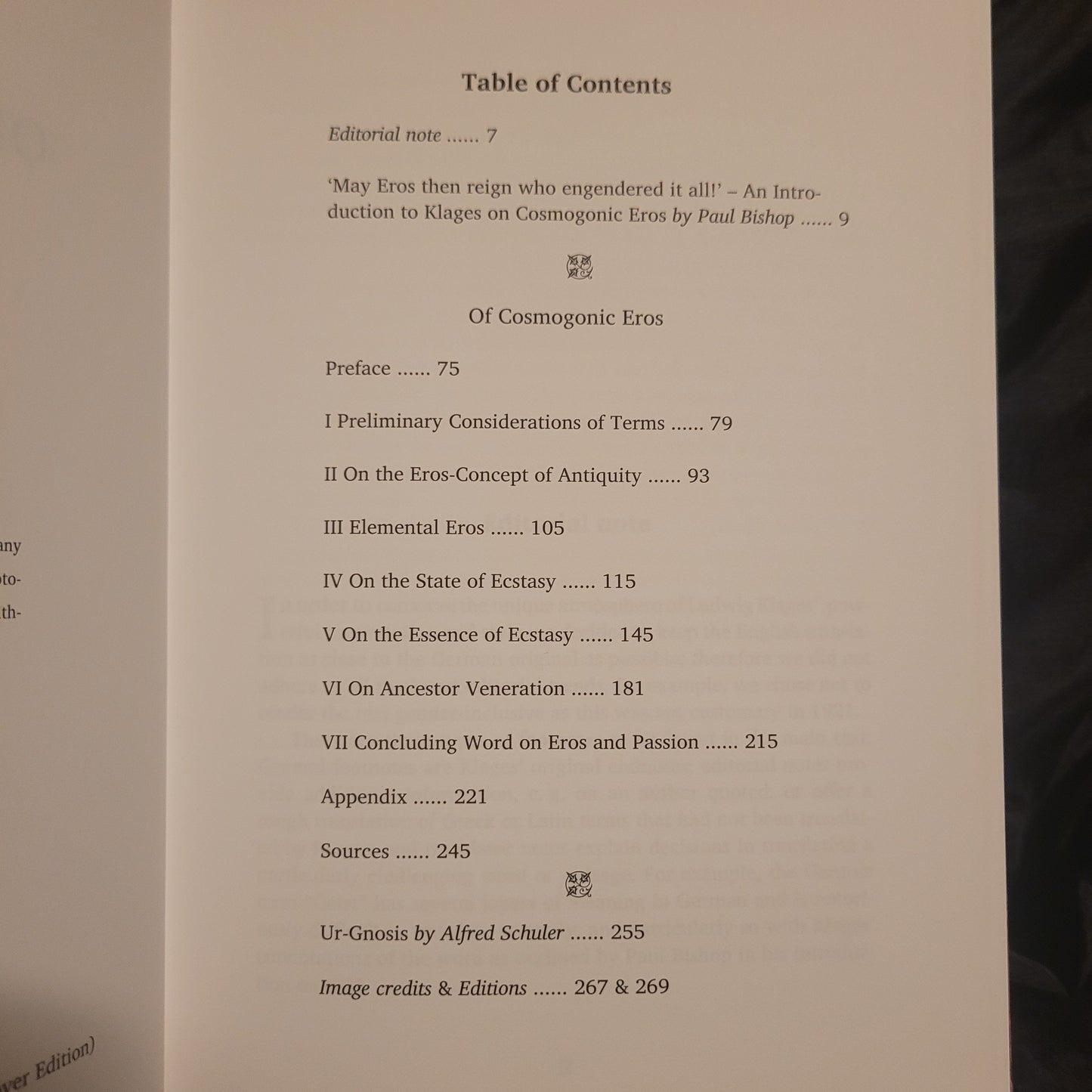 Of Cosmogomic Eros by Ludwig Klages (Theion Publishing, 2022) Special Edition Limited to 115 Copies