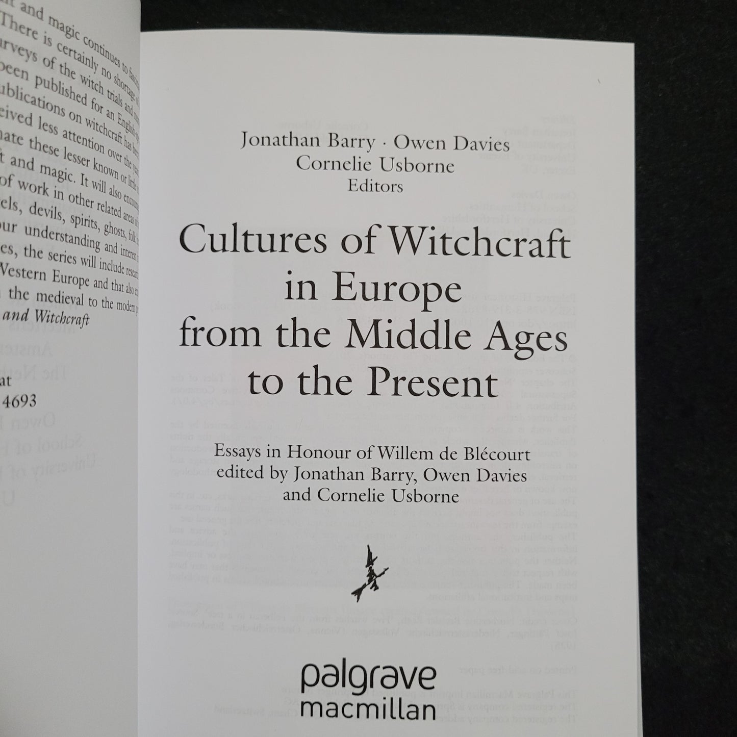 Cultures of Witchcraft in Europe from the Middle Ages to the Present (Palgrave Macmillan, 2018) Paperback Edition