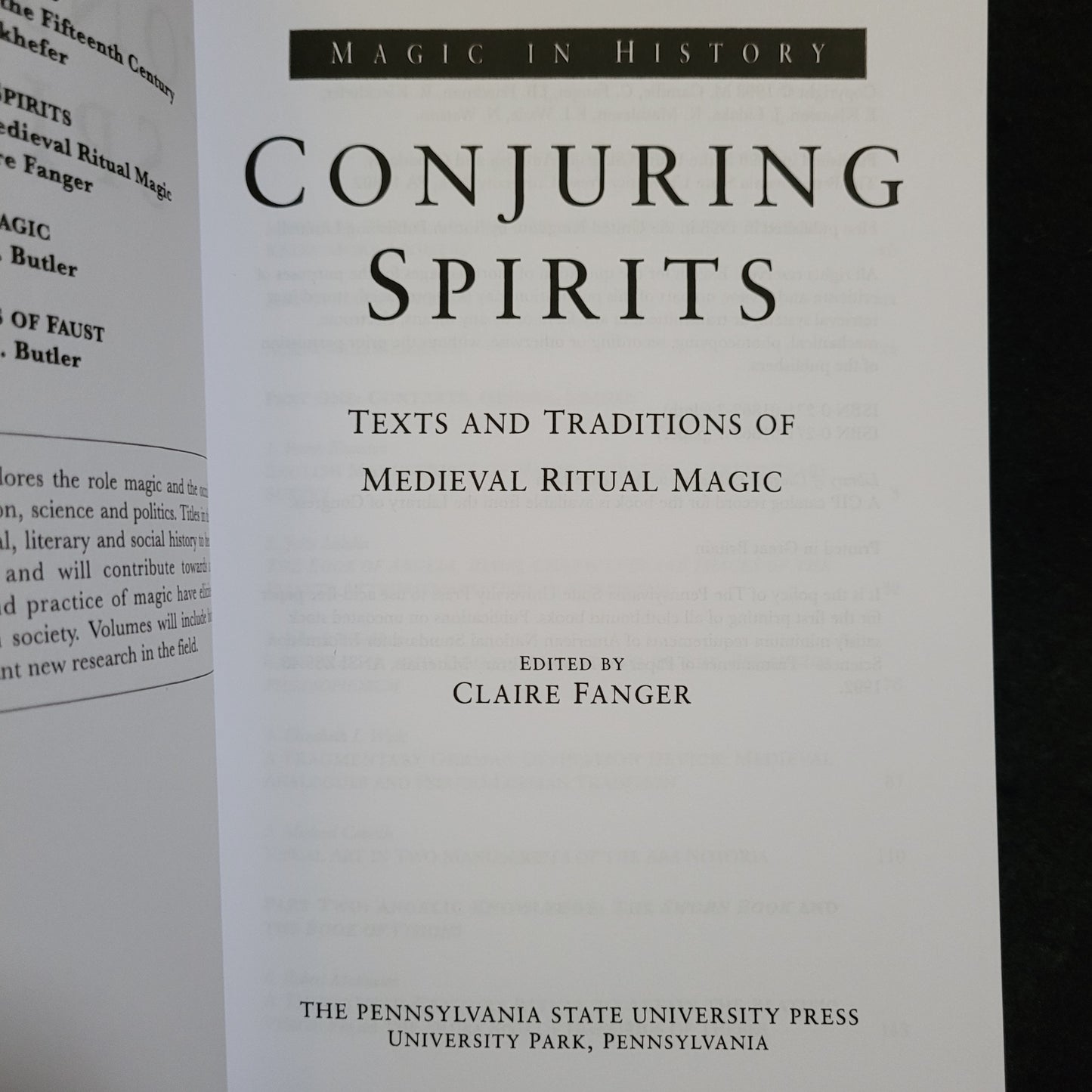 Conjuring Spirits: Texts and Traditions of Medieval Ritual Magic edited by Claire Fanger (The Pennsylvania State University Press, 1998) Paperback Edition