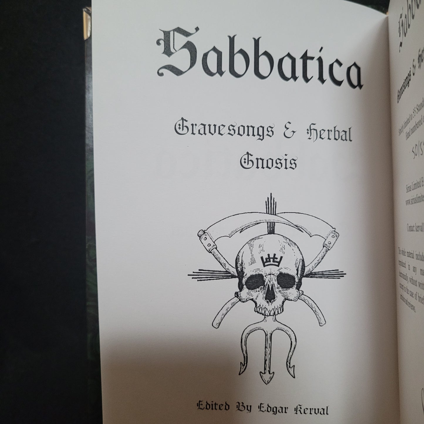 Sabbatica Volume VII : Gravesongs & Herbal Gnosis Edited by Edgar Kerval (Sirius Limited Esoterica, 2021) Hardcover Limited to 55 Copies (#50/55)